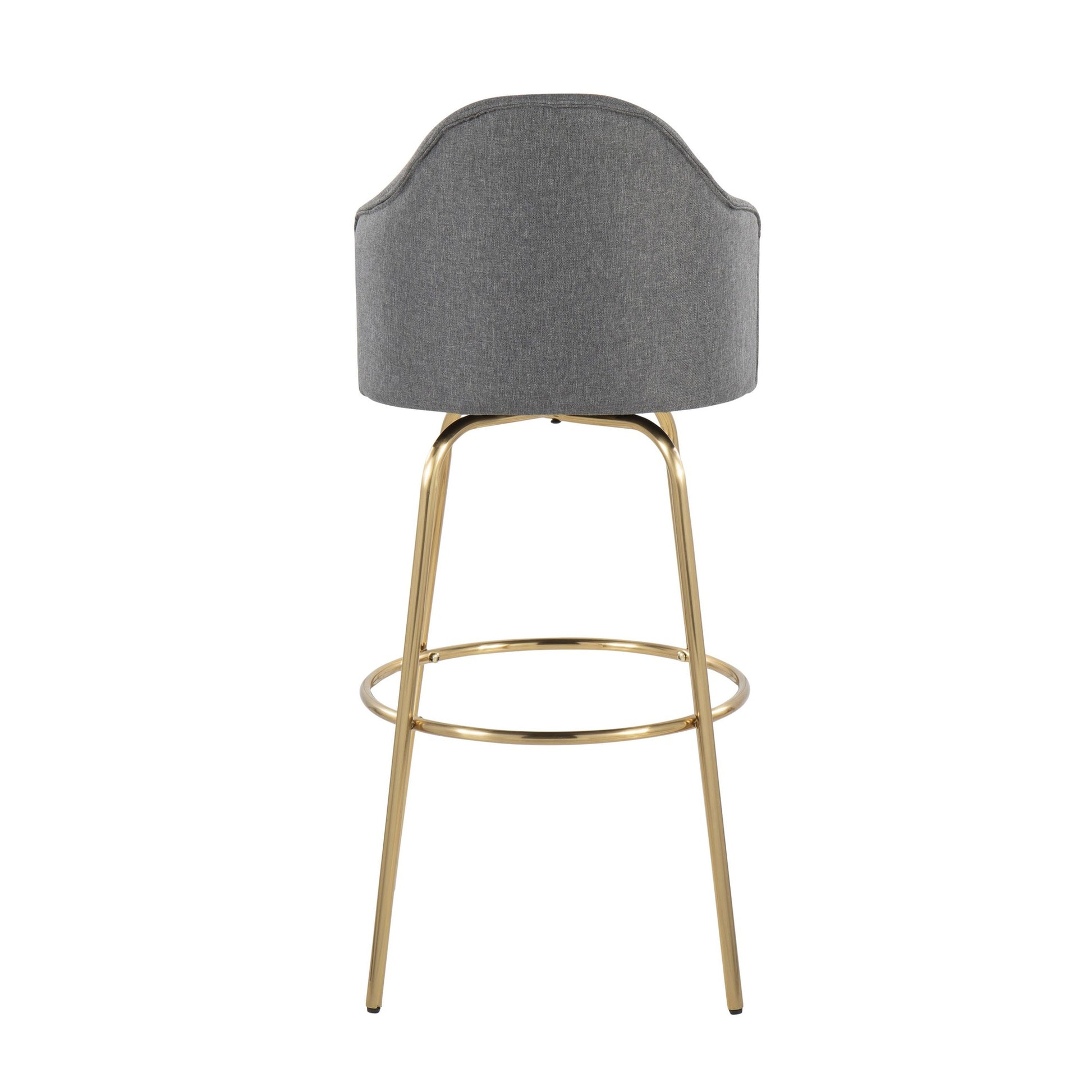 Ahoy Contemporary Fixed-Height Bar Stool with Gold Metal Legs and Round Gold Metal Footrest with Charcoal Fabric Seat By LumiSource - Set of 2 | Bar Stools | Modishstore - 24