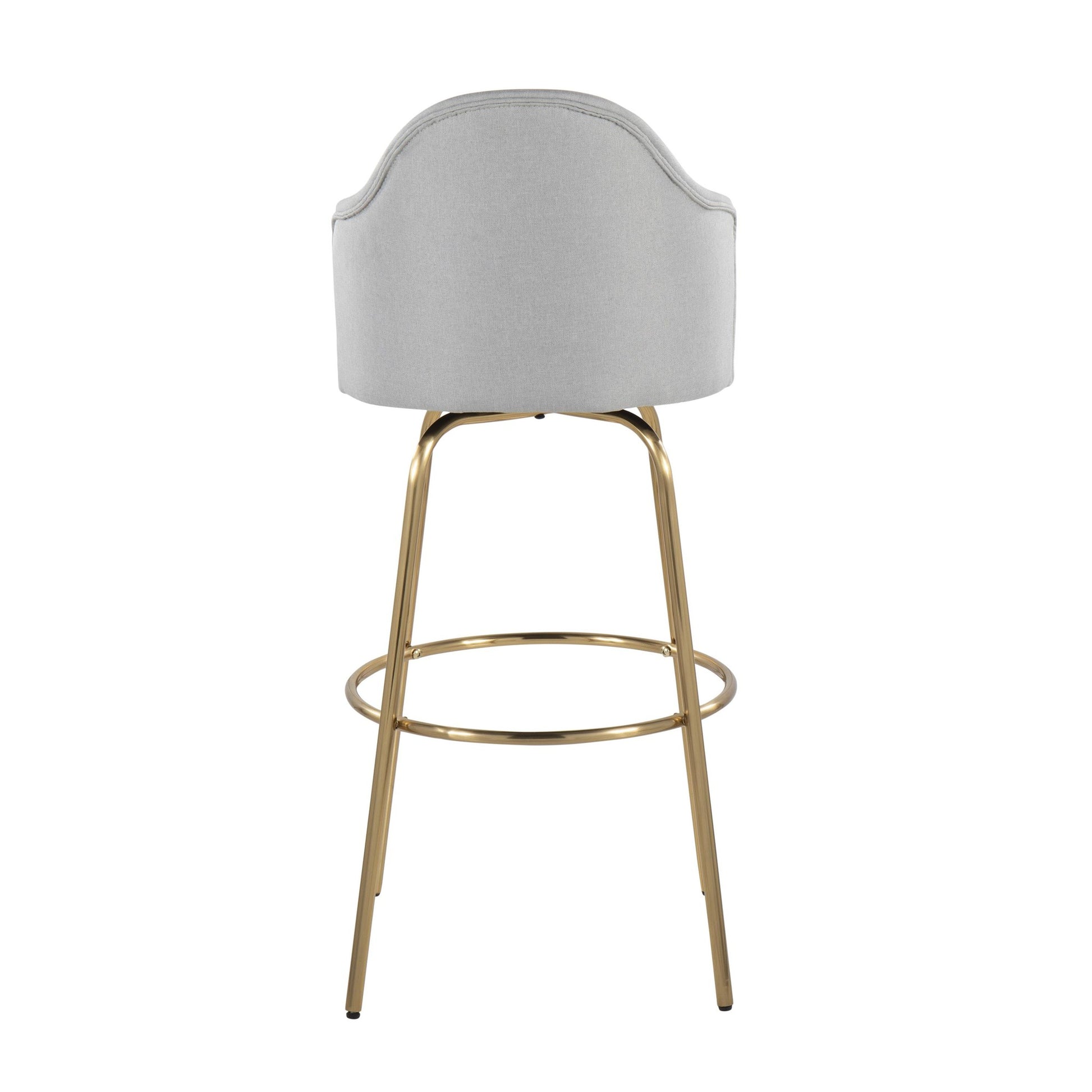 Ahoy Contemporary Fixed-Height Bar Stool with Gold Metal Legs and Round Gold Metal Footrest with Light Grey Fabric Seat By LumiSource - Set of 2 | Bar Stools | Modishstore - 8