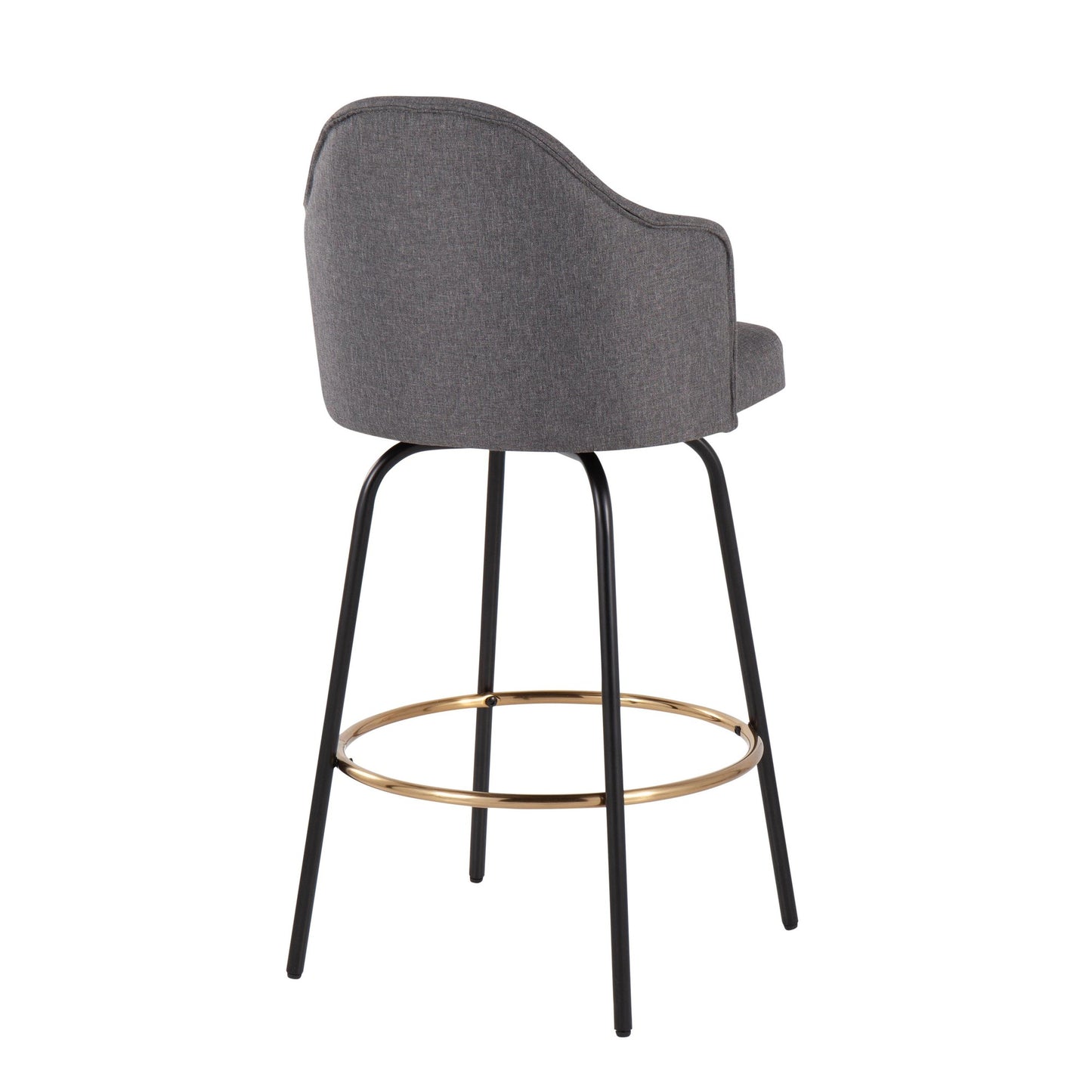 Ahoy Contemporary Fixed-Height Counter Stool with Black Metal Legs and Round Gold Metal Footrest with Cream Fabric Seat By LumiSource - Set of 2 | Counter Stools | Modishstore - 15