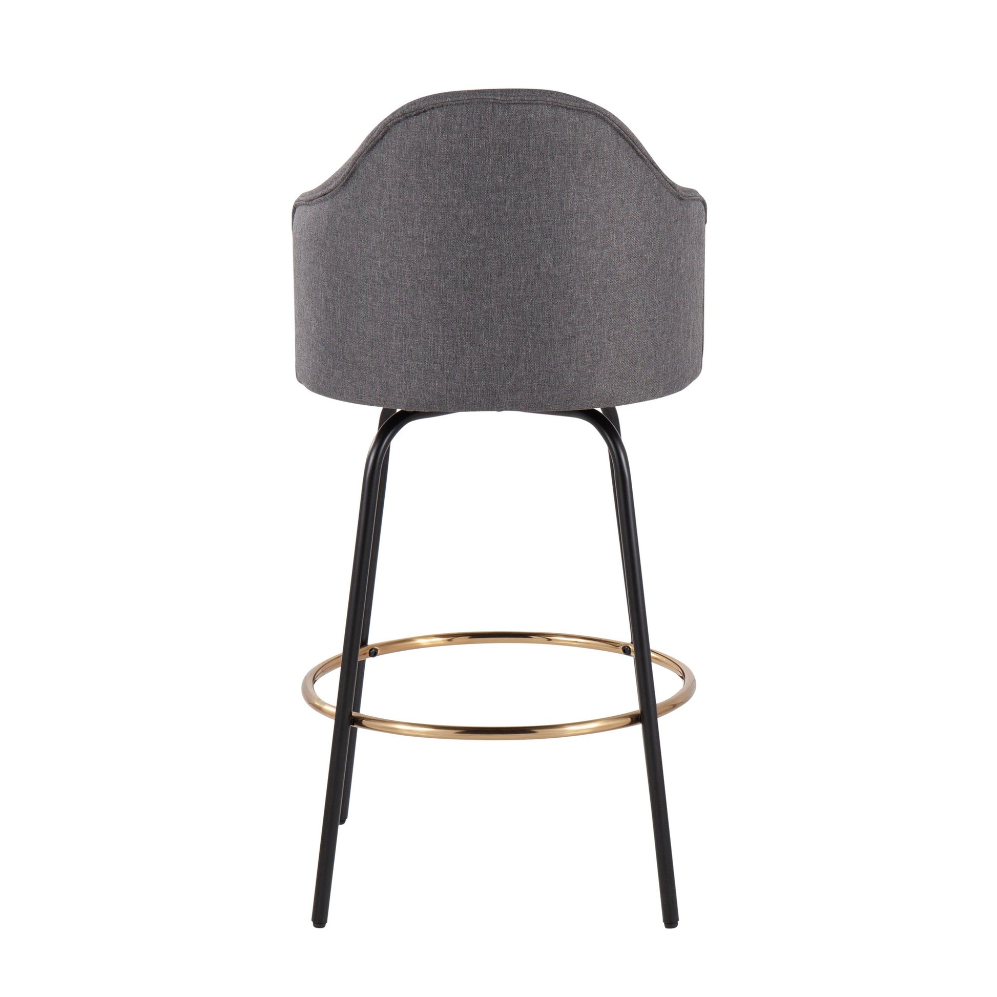 Ahoy Contemporary Fixed-Height Counter Stool with Black Metal Legs and Round Gold Metal Footrest with Cream Fabric Seat By LumiSource - Set of 2 | Counter Stools | Modishstore - 16