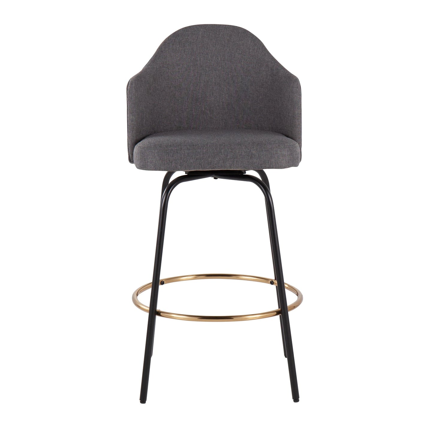 Ahoy Contemporary Fixed-Height Counter Stool with Black Metal Legs and Round Gold Metal Footrest with Cream Fabric Seat By LumiSource - Set of 2 | Counter Stools | Modishstore - 10