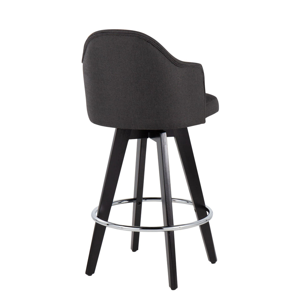 Ahoy Contemporary 26" Fixed-Height Counter Stool with Black Wood Legs and Round Gold Metal Footrest with Light Grey Fabric Seat By LumiSource - Set of 2 | Counter Stools | Modishstore - 15