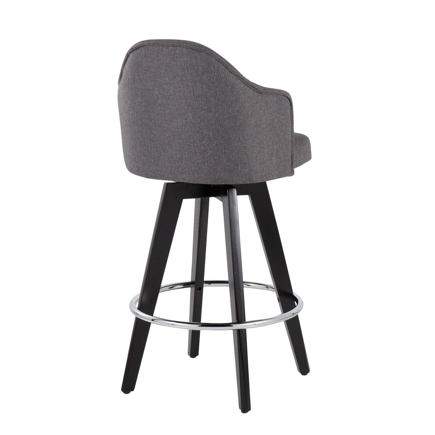 Ahoy Contemporary 26" Fixed-Height Counter Stool with Black Wood Legs and Round Gold Metal Footrest with Light Grey Fabric Seat By LumiSource - Set of 2 | Counter Stools | Modishstore - 30