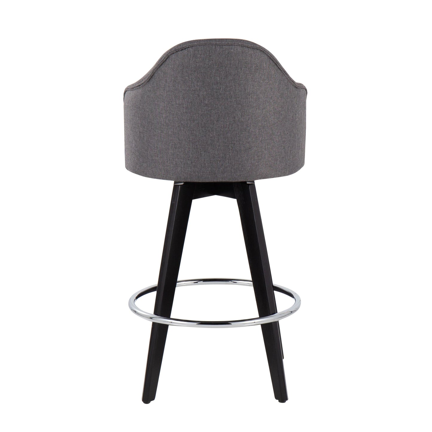 Ahoy Contemporary 26" Fixed-Height Counter Stool with Black Wood Legs and Round Gold Metal Footrest with Light Grey Fabric Seat By LumiSource - Set of 2 | Counter Stools | Modishstore - 31