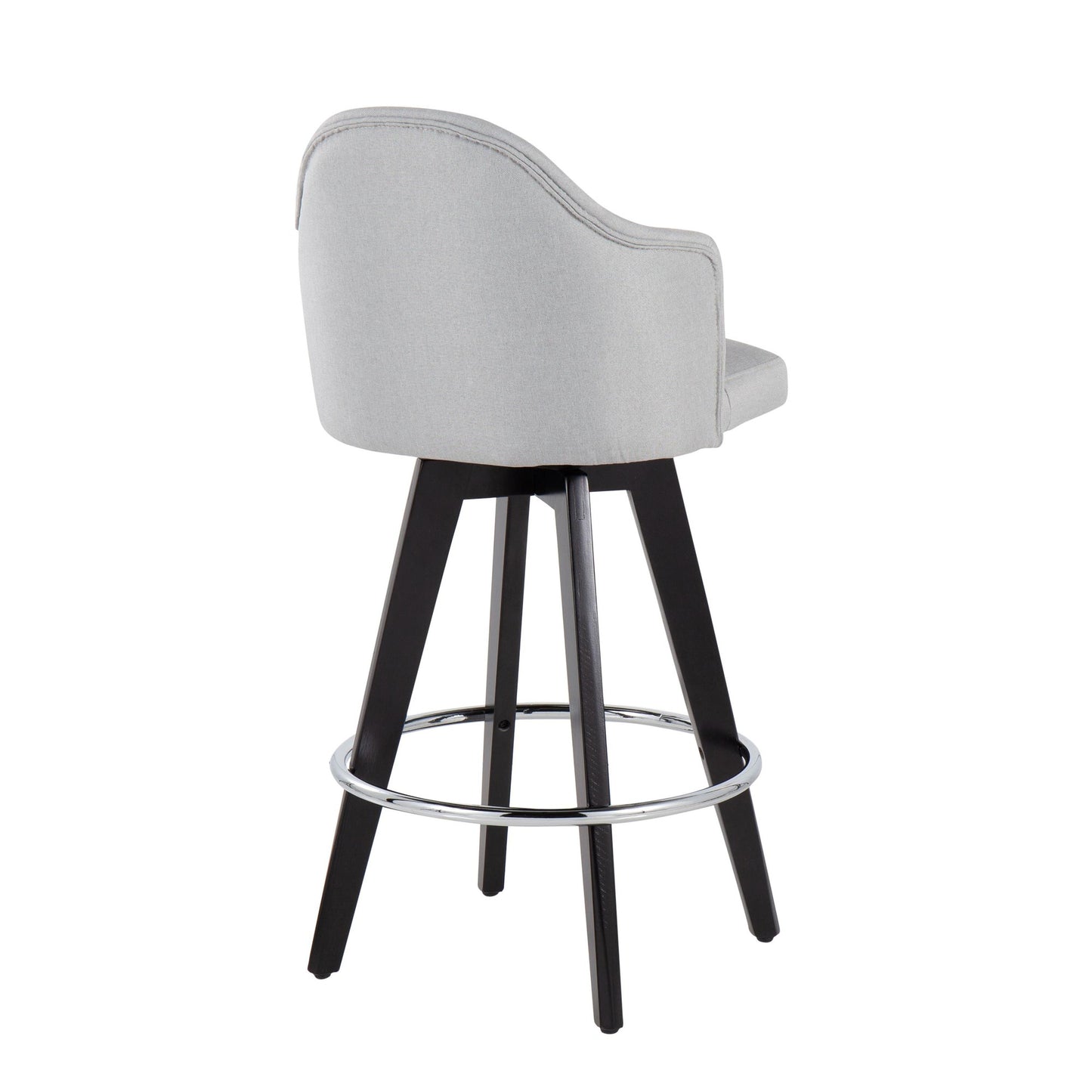 Ahoy Contemporary 26" Fixed-Height Counter Stool with Black Wood Legs and Round Gold Metal Footrest with Light Grey Fabric Seat By LumiSource - Set of 2 | Counter Stools | Modishstore - 38