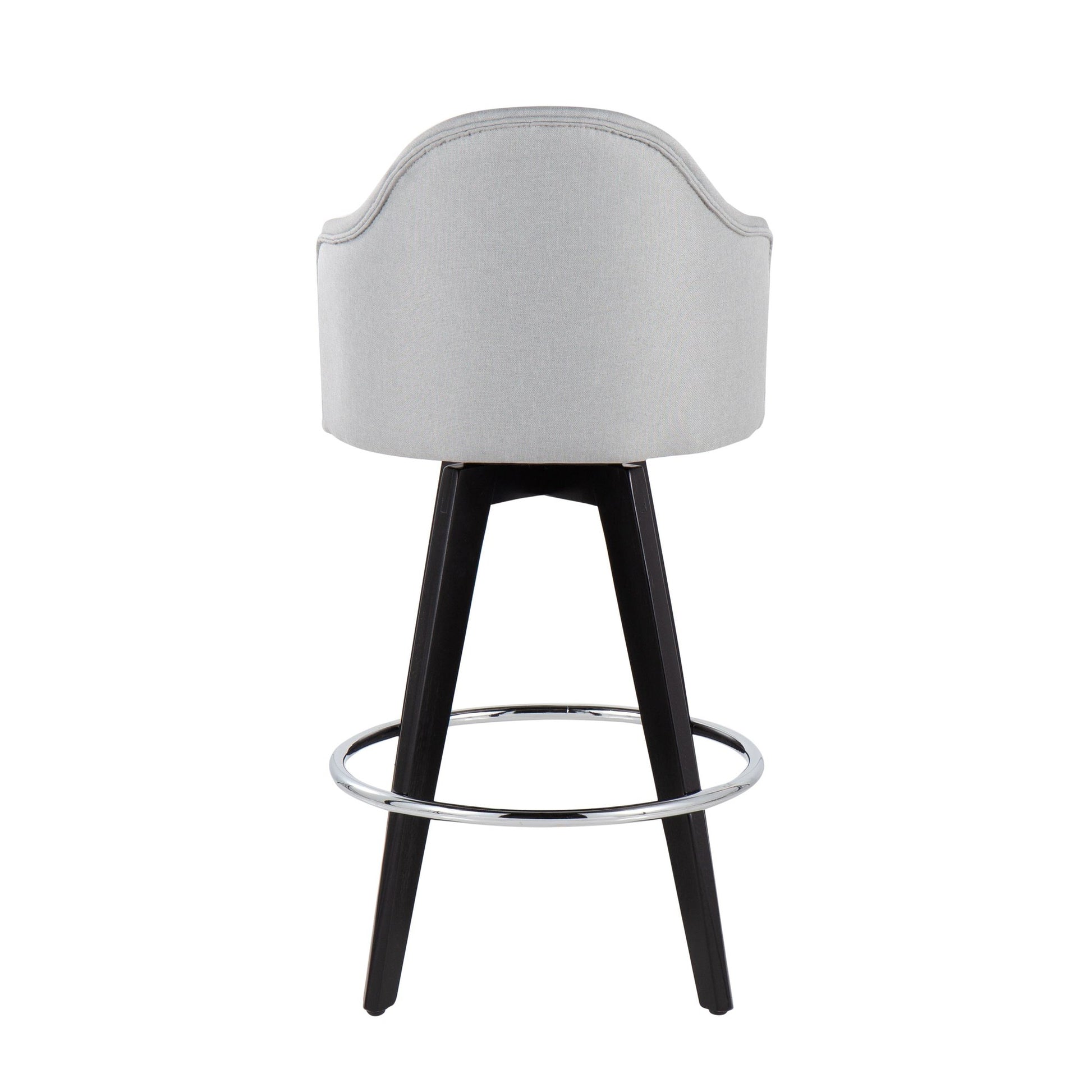Ahoy Contemporary 26" Fixed-Height Counter Stool with Black Wood Legs and Round Gold Metal Footrest with Light Grey Fabric Seat By LumiSource - Set of 2 | Counter Stools | Modishstore - 39