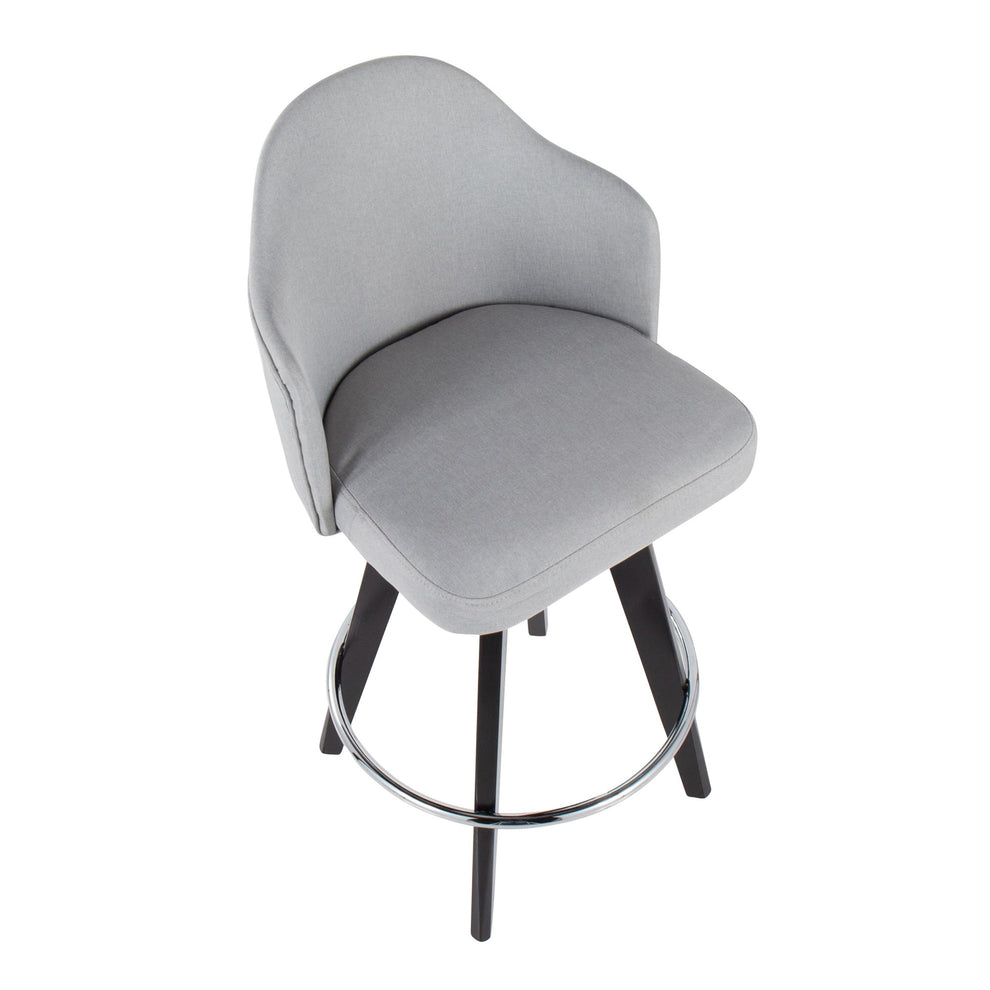 Ahoy Contemporary 26" Fixed-Height Counter Stool with Black Wood Legs and Round Gold Metal Footrest with Light Grey Fabric Seat By LumiSource - Set of 2 | Counter Stools | Modishstore - 34