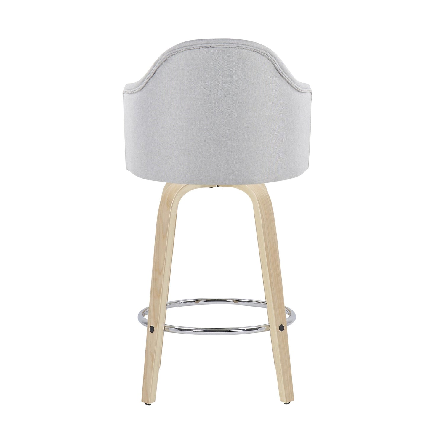 Ahoy Mid-Century Modern Fixed-Height Counter Stool with Natural Wood Legs and Round Chrome Footrest with Charcoal Fabric By LumiSource - Set of 2 | Counter Stools | Modishstore - 36