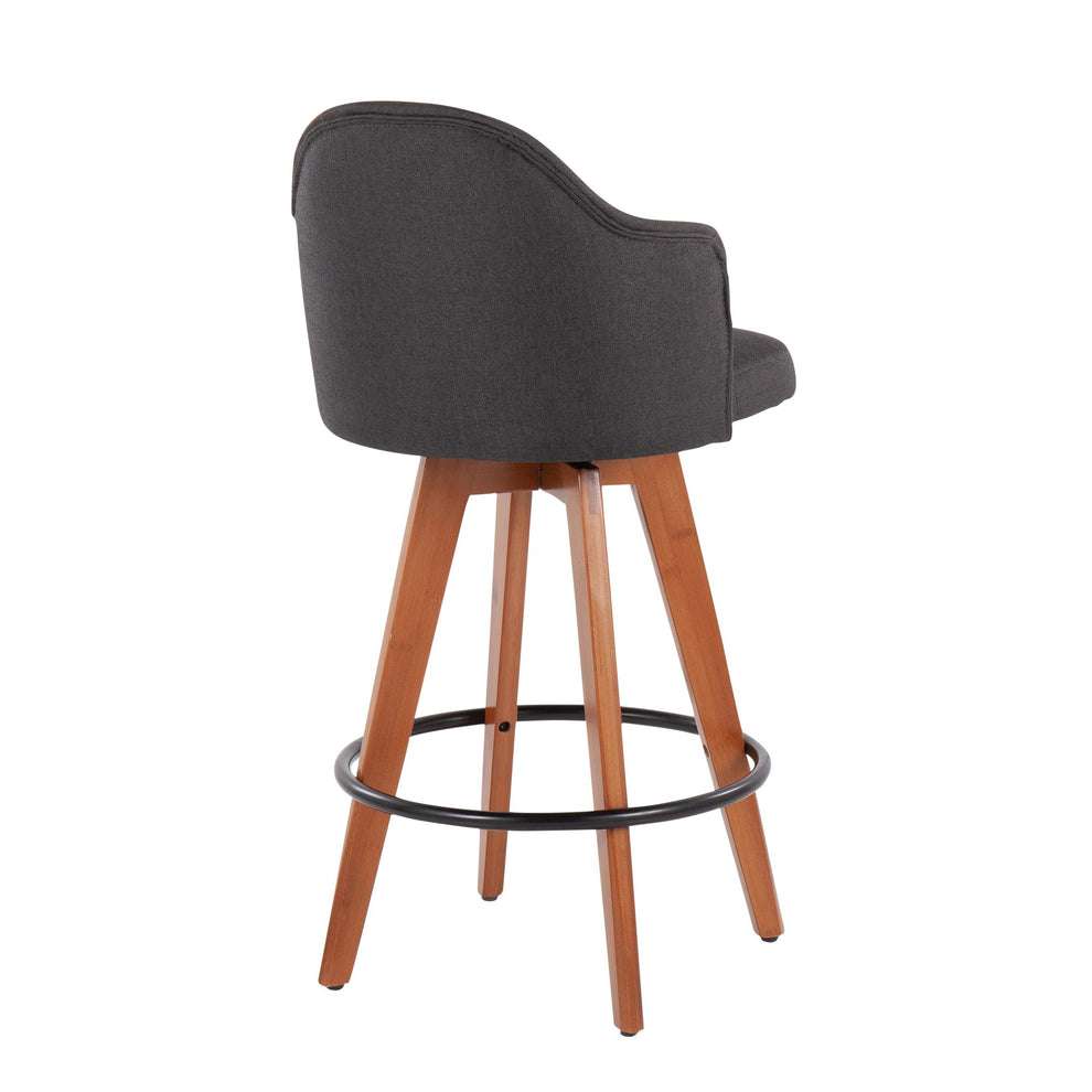 Ahoy Contemporary Fixed-Height Counter Stool in Black Metal and Light Grey Fabric By LumiSource - Set of 2 | Counter Stools | Modishstore - 15