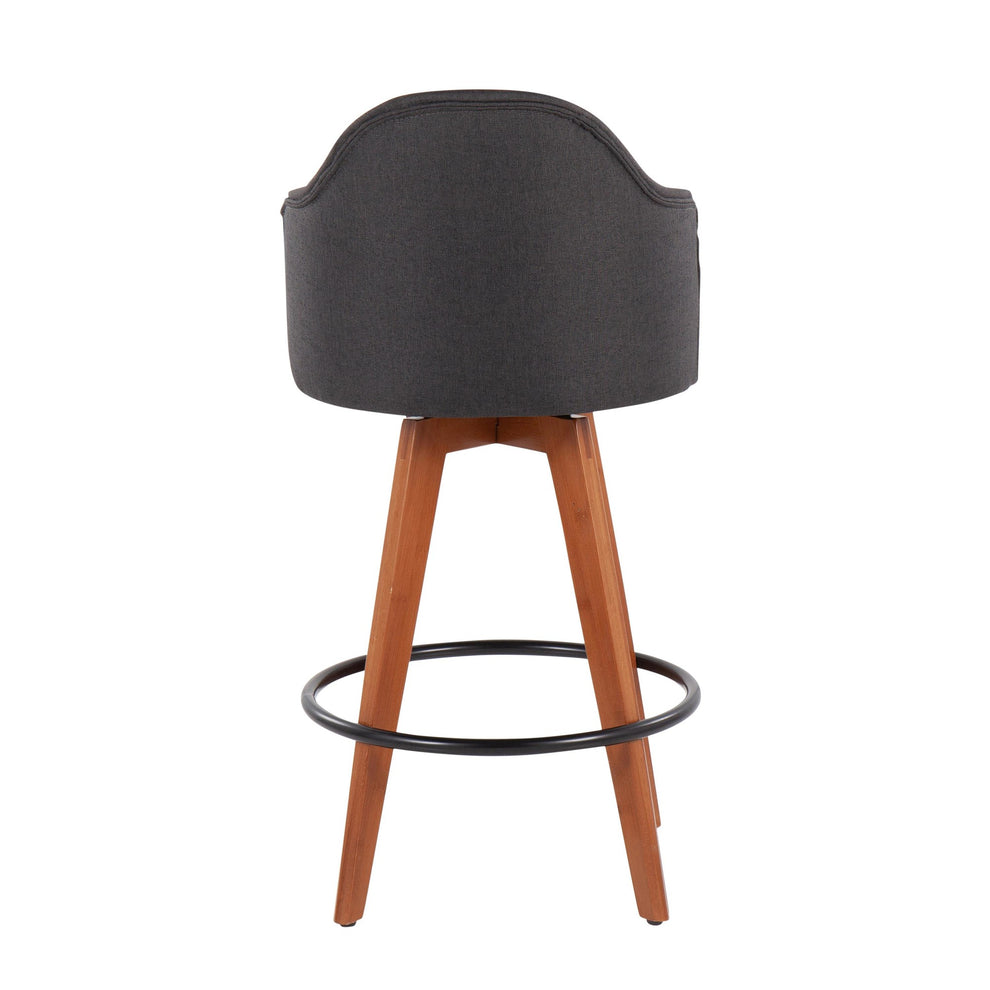 Ahoy Contemporary Fixed-Height Counter Stool in Black Metal and Light Grey Fabric By LumiSource - Set of 2 | Counter Stools | Modishstore - 16