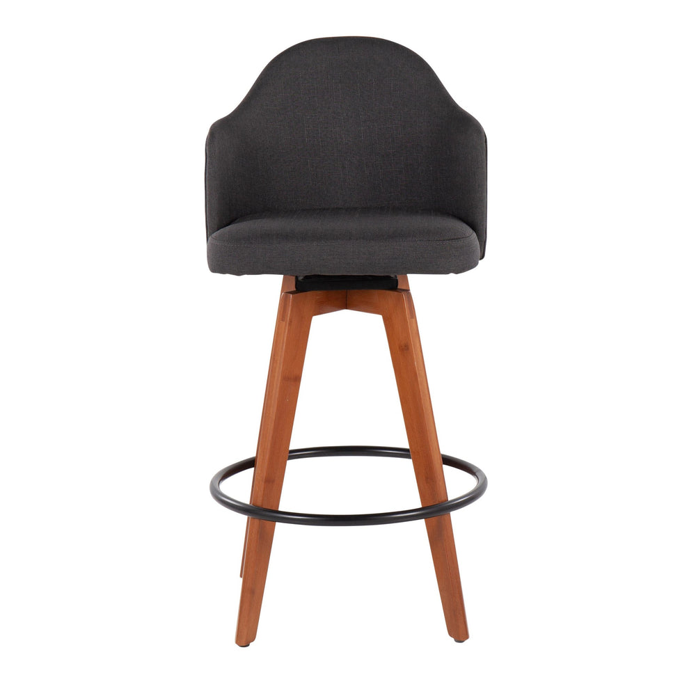 Ahoy Contemporary Fixed-Height Counter Stool in Black Metal and Light Grey Fabric By LumiSource - Set of 2 | Counter Stools | Modishstore - 10