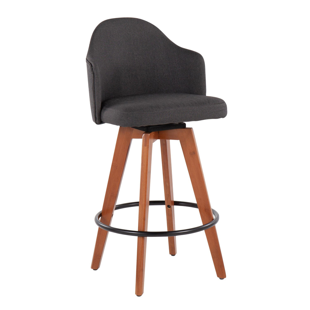 Ahoy Contemporary Fixed-Height Counter Stool in Black Metal and Light Grey Fabric By LumiSource - Set of 2 | Counter Stools | Modishstore - 13