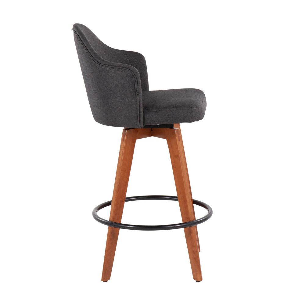 Ahoy Contemporary Fixed-Height Counter Stool in Black Metal and Light Grey Fabric By LumiSource - Set of 2 | Counter Stools | Modishstore - 14
