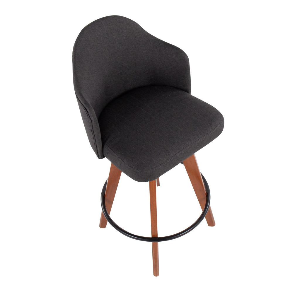 Ahoy Contemporary Fixed-Height Counter Stool in Black Metal and Light Grey Fabric By LumiSource - Set of 2 | Counter Stools | Modishstore - 11