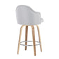 Ahoy Mid-Century Modern Fixed-Height Counter Stool with Zebra Wood Legs and Round Chrome Footrest with Light Grey Fabric By LumiSource - Set of 2 | Counter Stools | Modishstore - 8