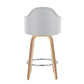 Ahoy Mid-Century Modern Fixed-Height Counter Stool with Zebra Wood Legs and Round Chrome Footrest with Light Grey Fabric By LumiSource - Set of 2 | Counter Stools | Modishstore - 9