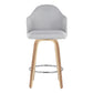 Ahoy Mid-Century Modern Fixed-Height Counter Stool with Zebra Wood Legs and Round Chrome Footrest with Light Grey Fabric By LumiSource - Set of 2 | Counter Stools | Modishstore - 3