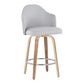 Ahoy Mid-Century Modern Fixed-Height Counter Stool with Zebra Wood Legs and Round Chrome Footrest with Light Grey Fabric By LumiSource - Set of 2 | Counter Stools | Modishstore - 6