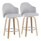 Ahoy Mid-Century Modern Fixed-Height Counter Stool with Zebra Wood Legs and Round Chrome Footrest with Light Grey Fabric By LumiSource - Set of 2 | Counter Stools | Modishstore - 2