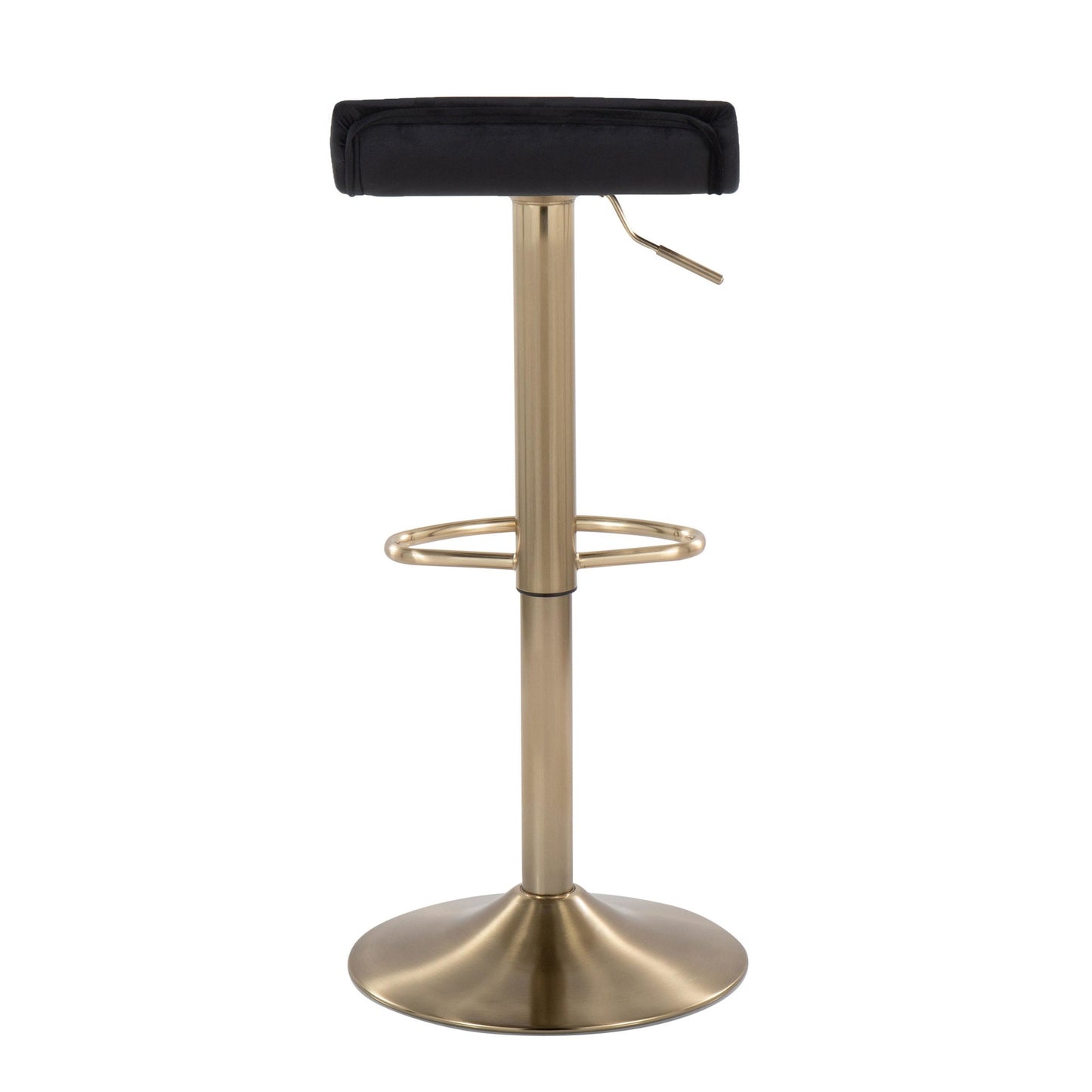 Ale Contemporary Adjustable Height Barstool with Swivel in Gold Brushed Metal and Black Velvet with Oval Footrest By LumiSource - Set of 2 | Bar Stools | Modishstore - 10