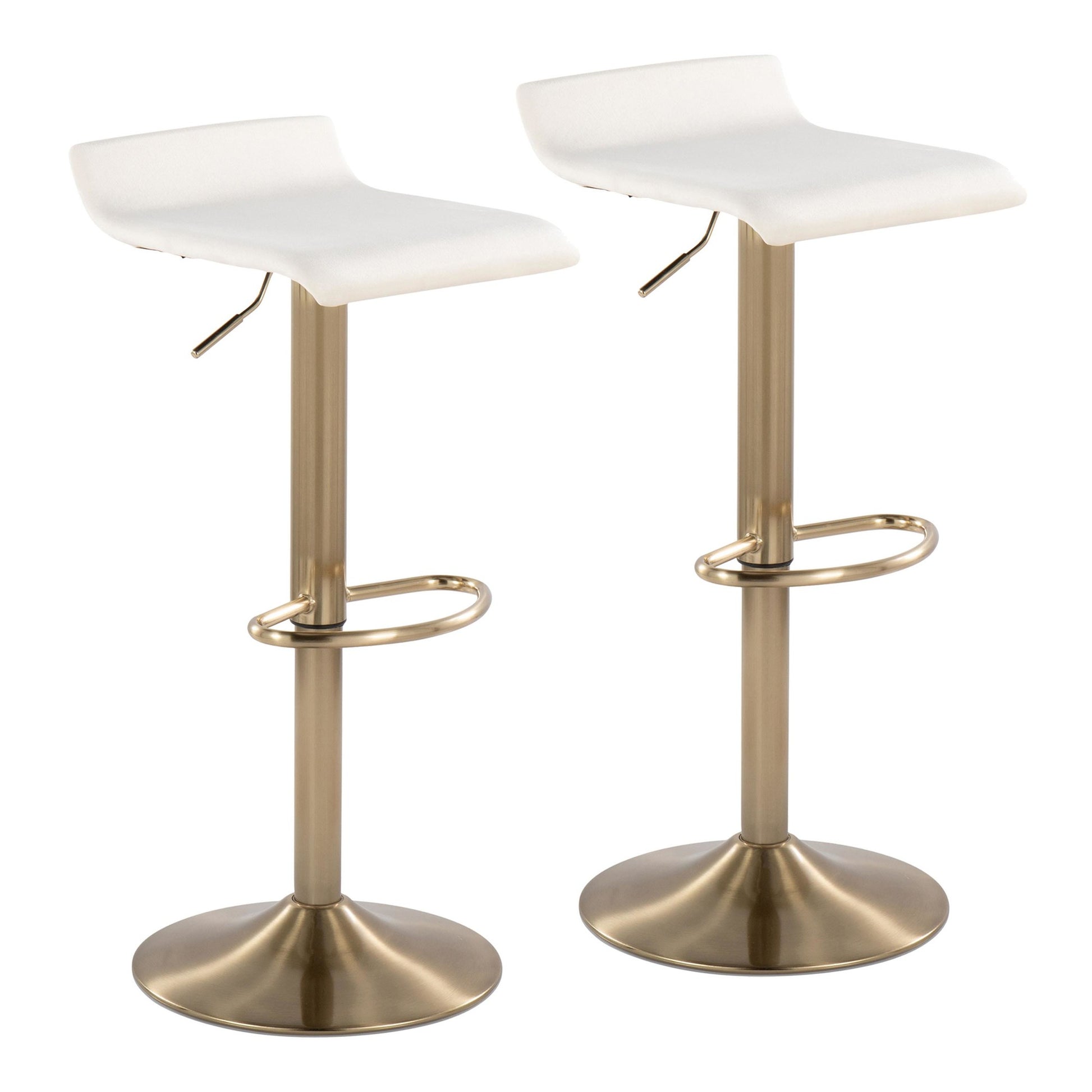Ale Contemporary Adjustable Height Barstool with Swivel in Gold Brushed Metal and Black Velvet with Oval Footrest By LumiSource - Set of 2 | Bar Stools | Modishstore - 11