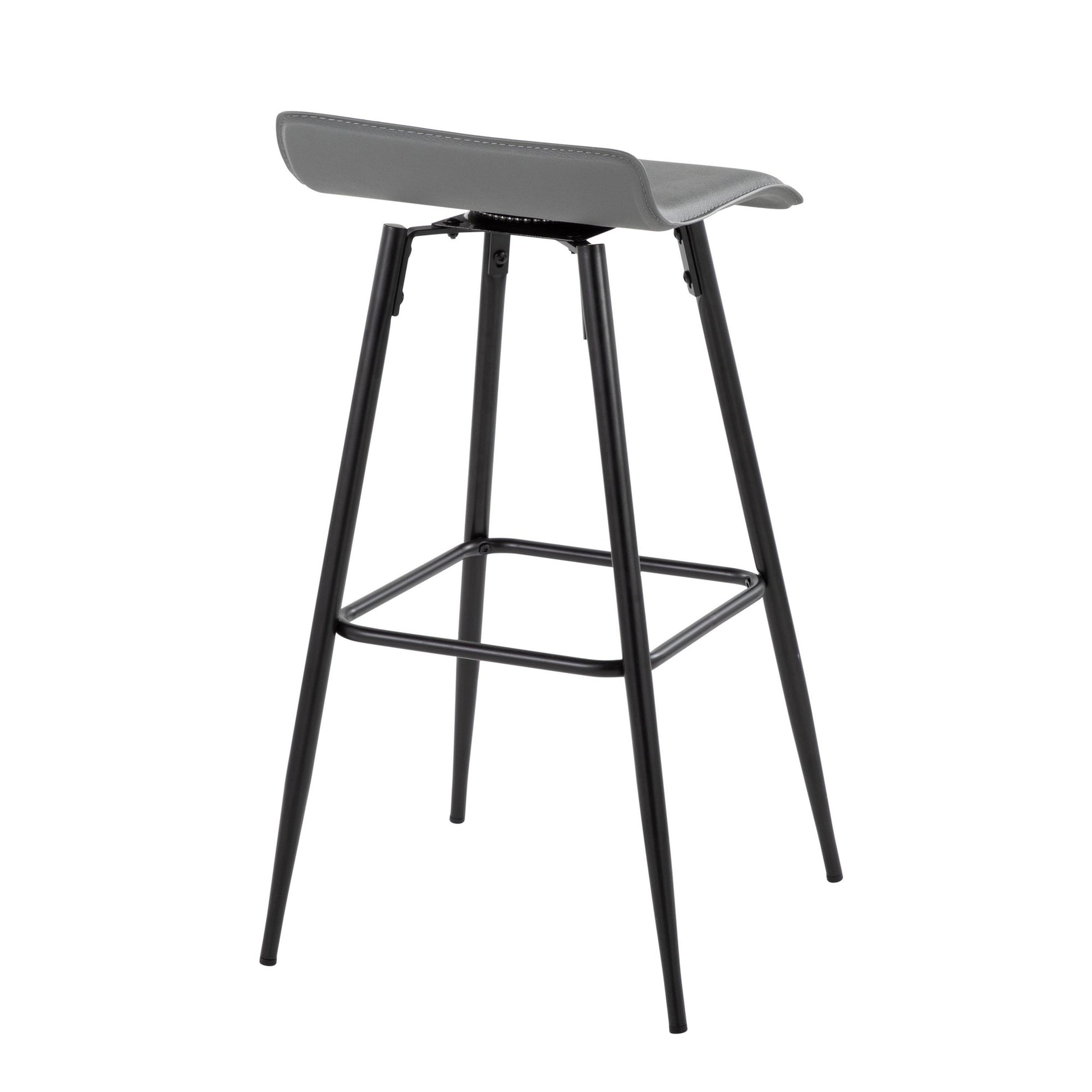 Ale Contemporary Fixed-Height Bar Stool in Black Steel and Black Faux Leather By LumiSource - Set of 2 | Bar Stools | Modishstore - 39