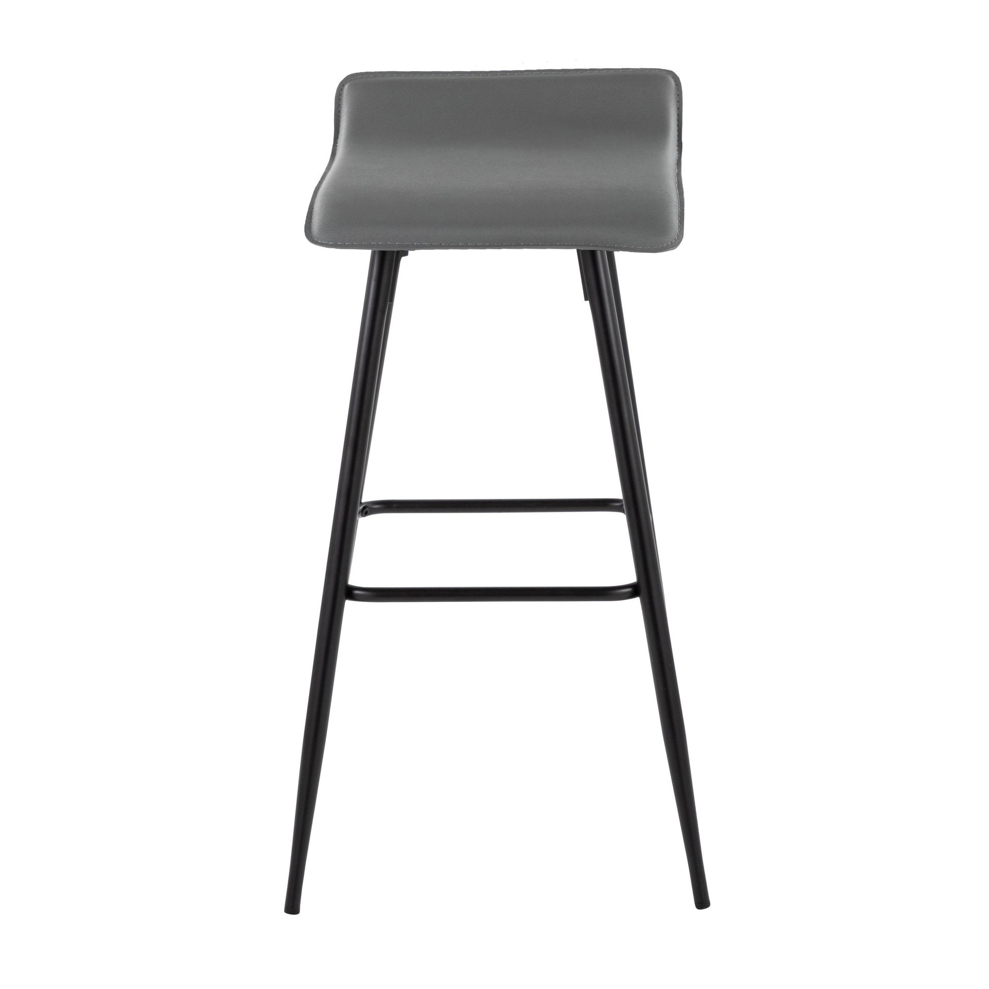 Ale Contemporary Fixed-Height Bar Stool in Black Steel and Black Faux Leather By LumiSource - Set of 2 | Bar Stools | Modishstore - 40