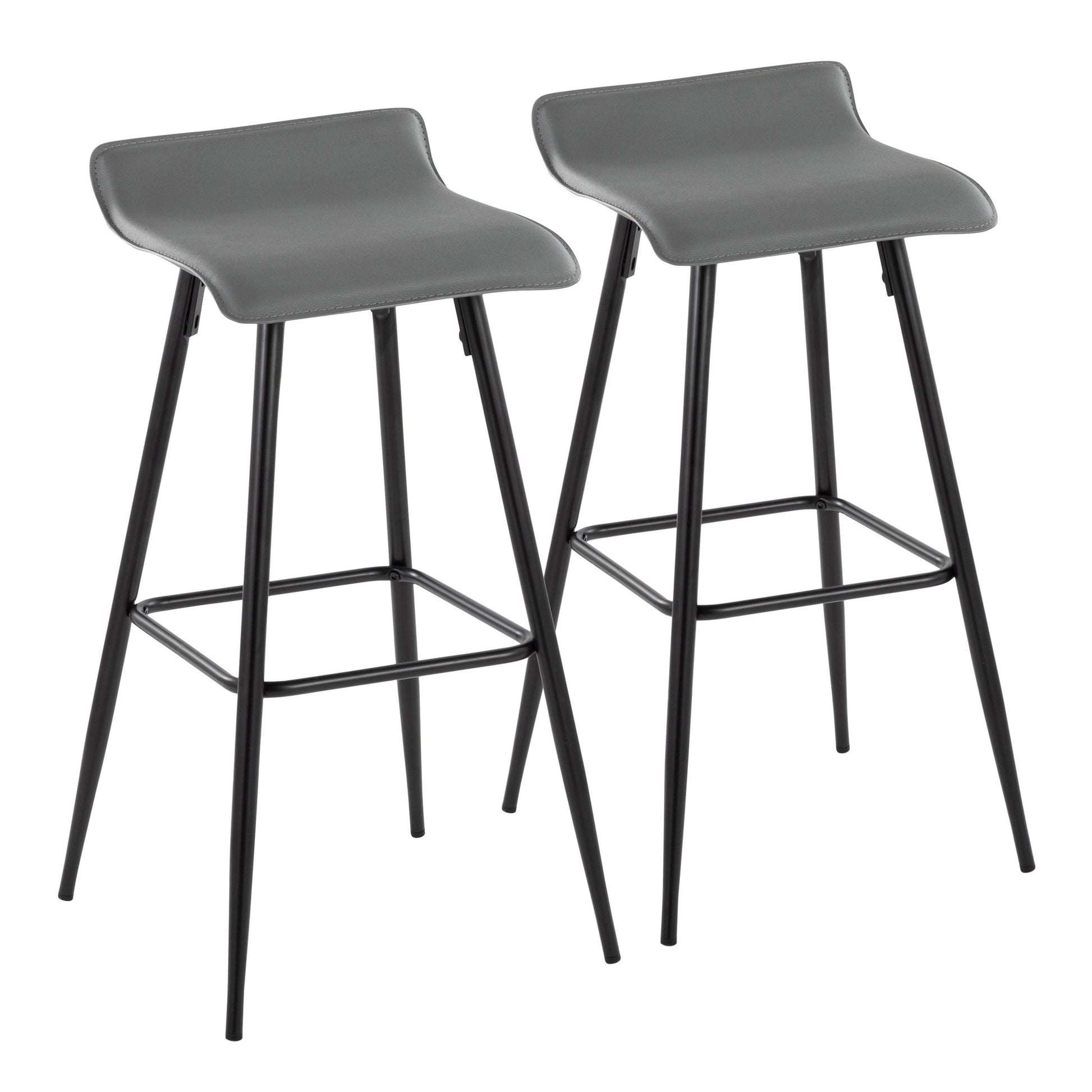 Ale Contemporary Fixed-Height Bar Stool in Black Steel and Black Faux Leather By LumiSource - Set of 2 | Bar Stools | Modishstore - 33