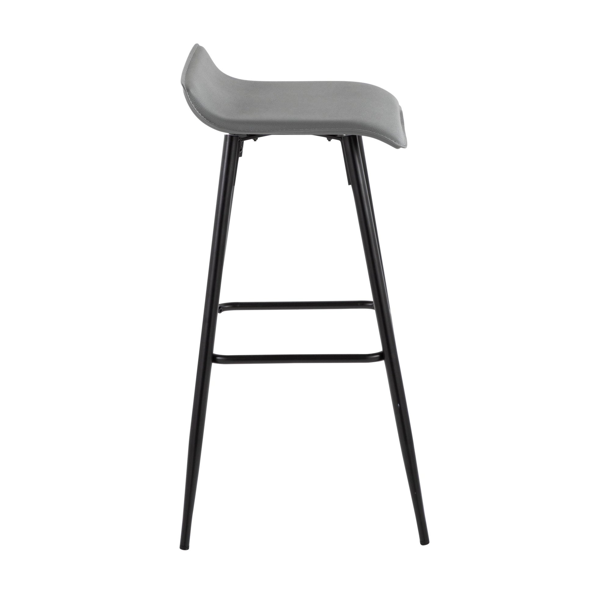 Ale Contemporary Fixed-Height Bar Stool in Black Steel and Black Faux Leather By LumiSource - Set of 2 | Bar Stools | Modishstore - 38