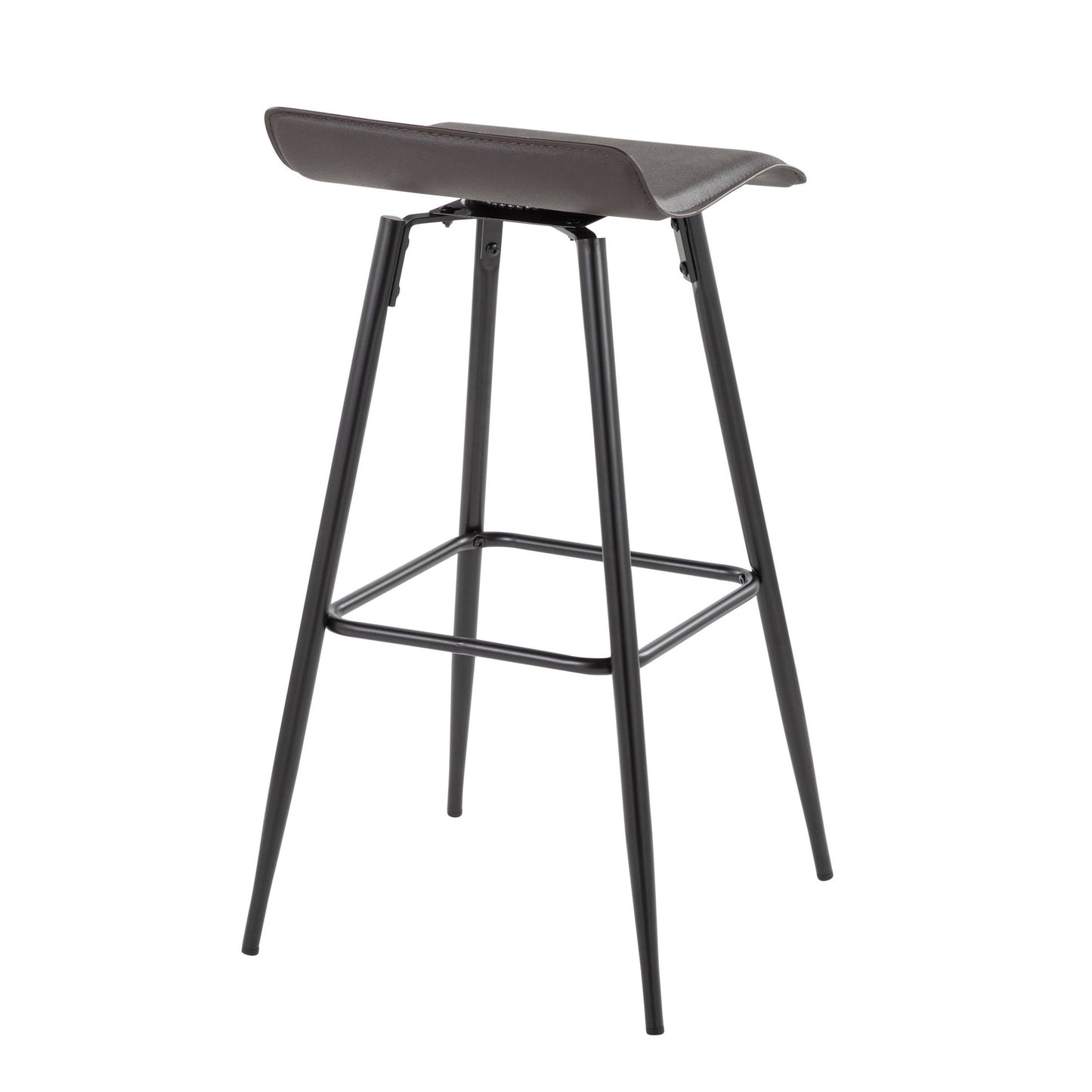 Ale Contemporary Fixed-Height Bar Stool in Black Steel and Black Faux Leather By LumiSource - Set of 2 | Bar Stools | Modishstore - 47