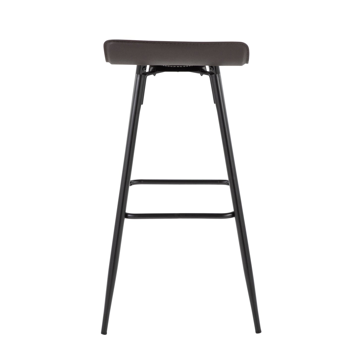 Ale Contemporary Fixed-Height Bar Stool in Black Steel and Black Faux Leather By LumiSource - Set of 2 | Bar Stools | Modishstore - 48