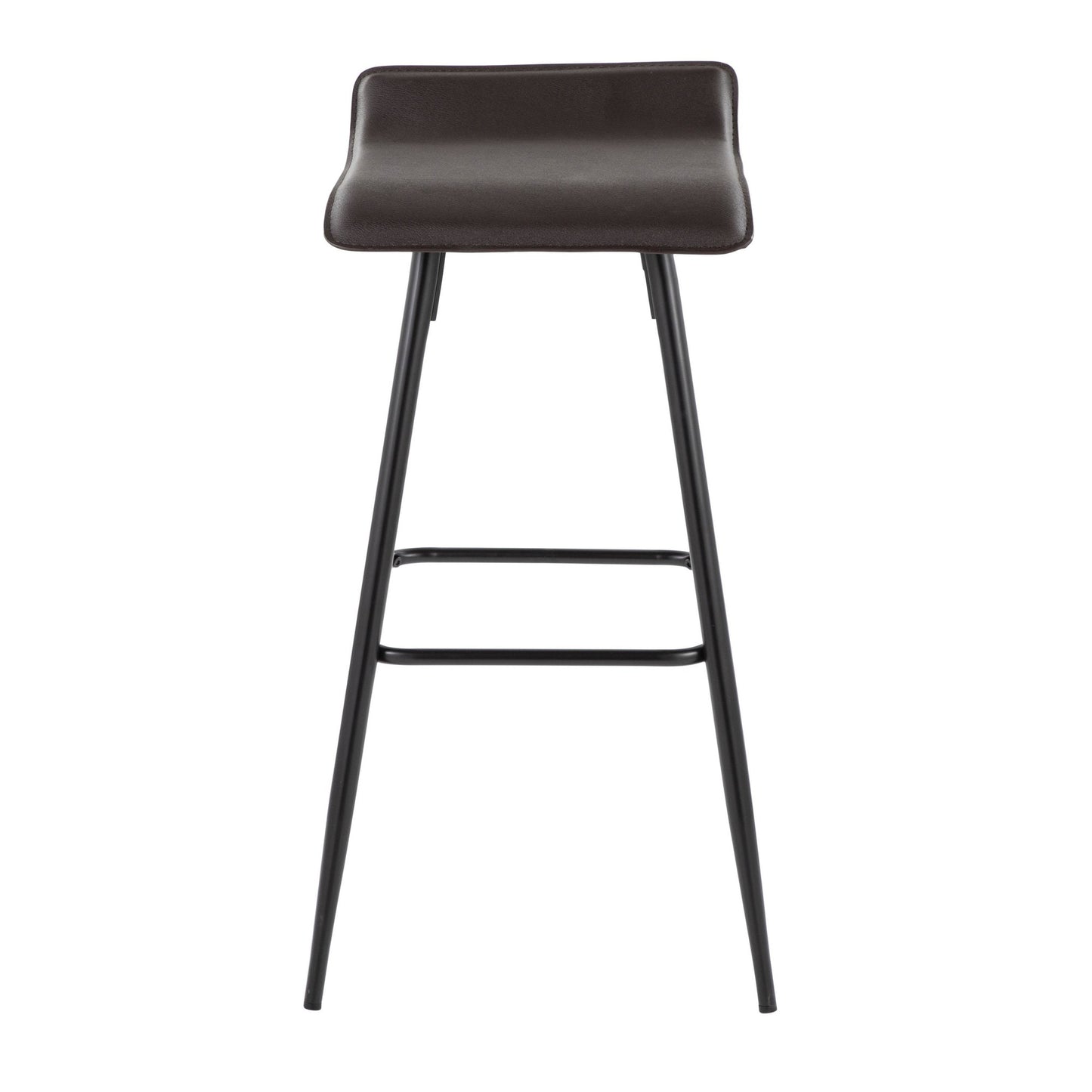 Ale Contemporary Fixed-Height Bar Stool in Black Steel and Black Faux Leather By LumiSource - Set of 2 | Bar Stools | Modishstore - 42