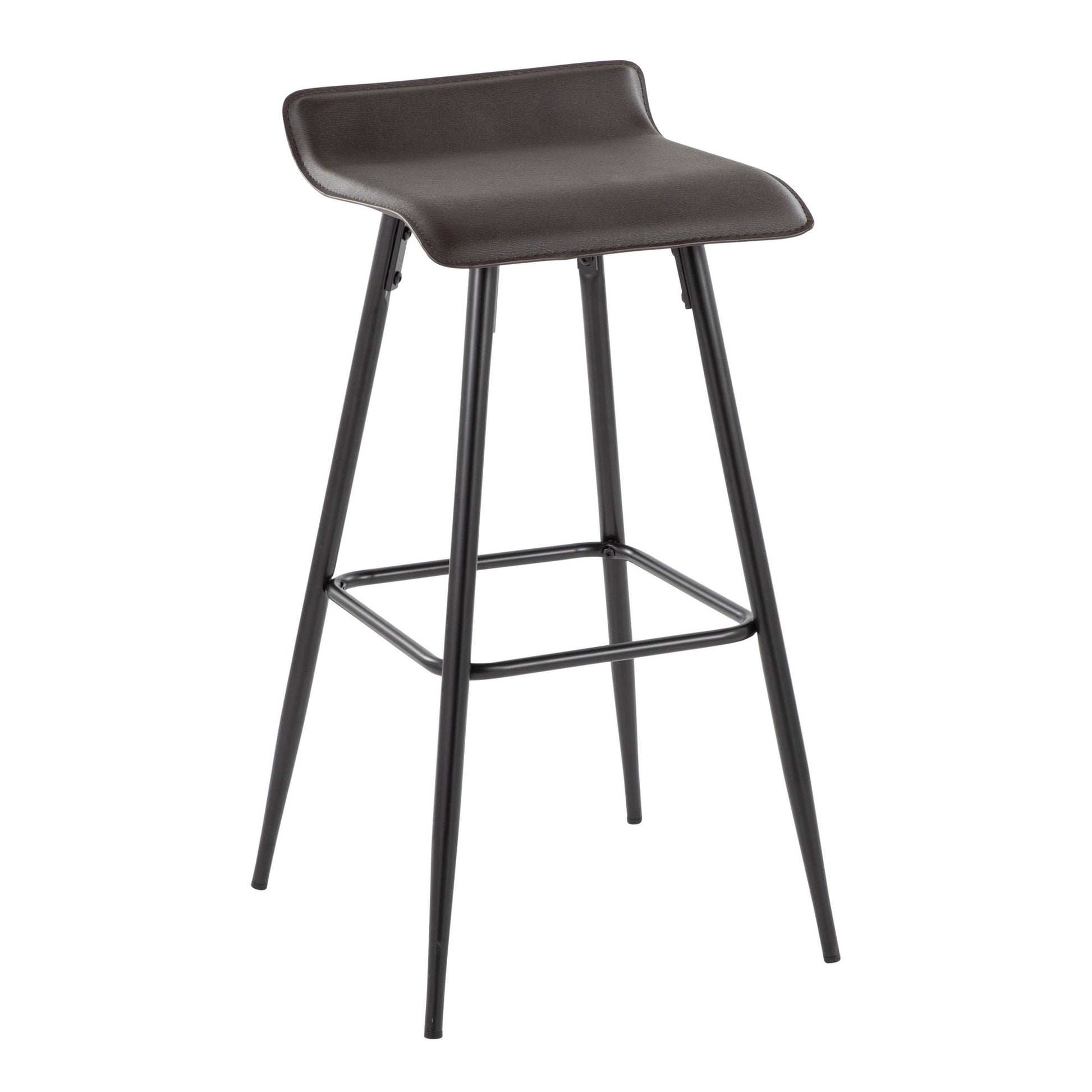 Ale Contemporary Fixed-Height Bar Stool in Black Steel and Black Faux Leather By LumiSource - Set of 2 | Bar Stools | Modishstore - 45