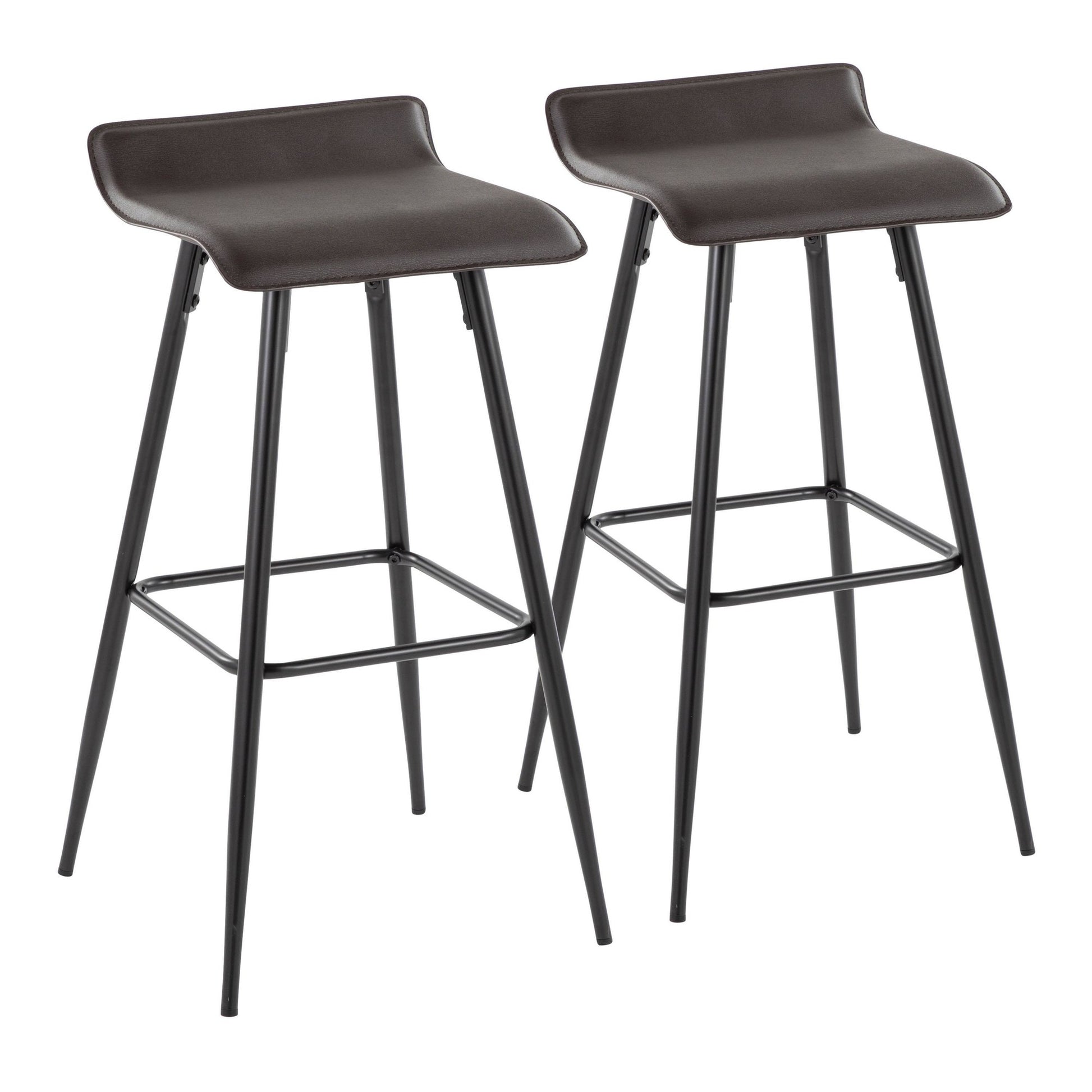 Ale Contemporary Fixed-Height Bar Stool in Black Steel and Black Faux Leather By LumiSource - Set of 2 | Bar Stools | Modishstore - 41