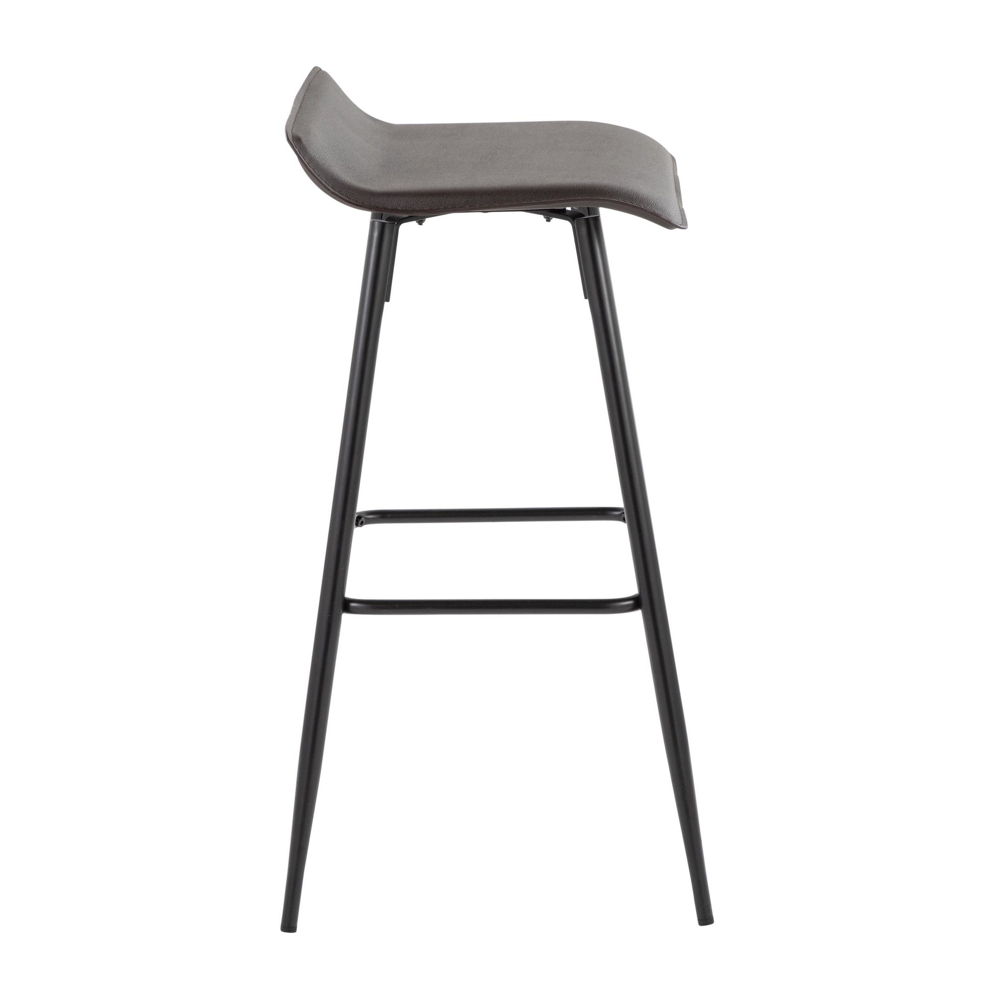 Ale Contemporary Fixed-Height Bar Stool in Black Steel and Black Faux Leather By LumiSource - Set of 2 | Bar Stools | Modishstore - 46