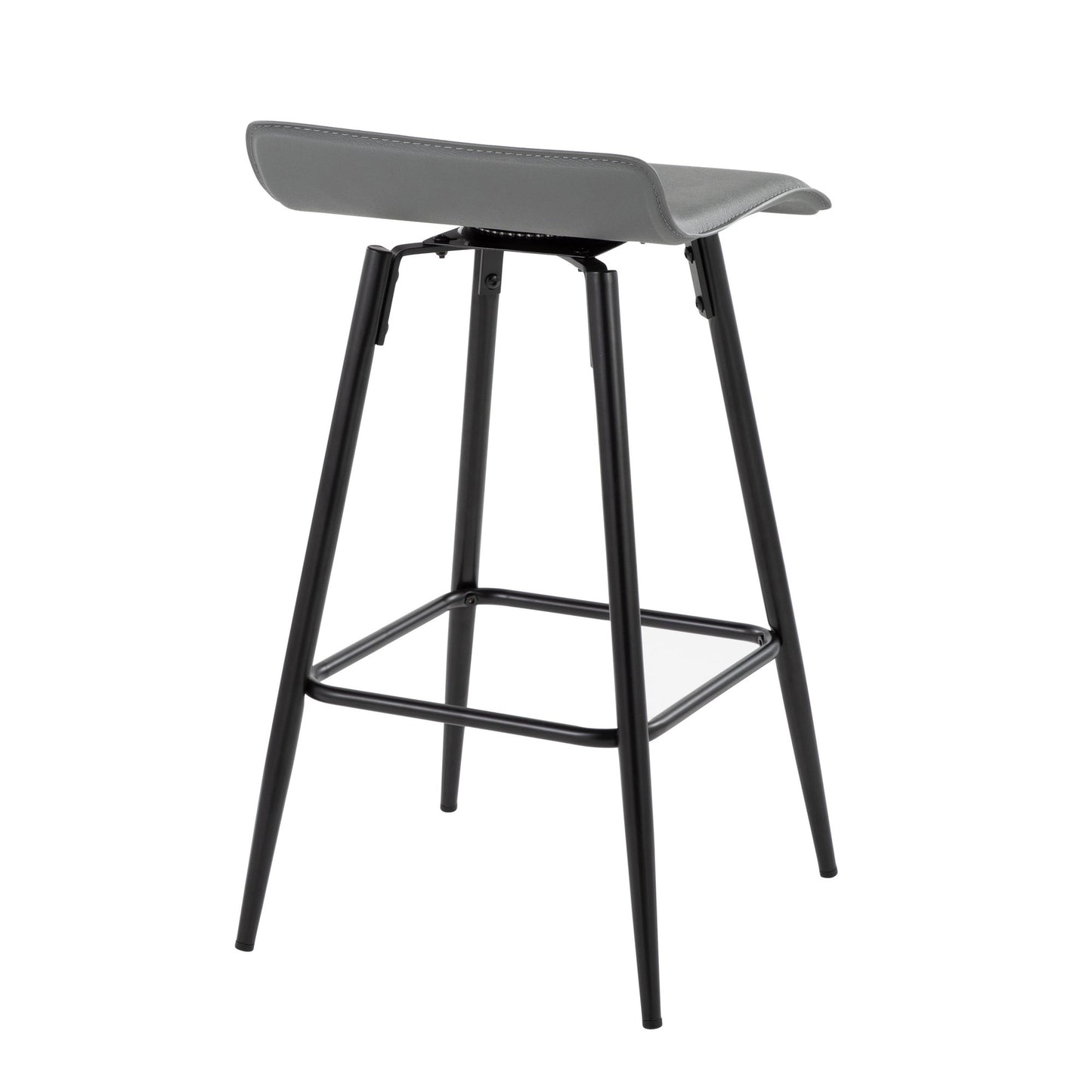 Ale 26" Contemporary Fixed Height Counter Stool in Black Steel and Grey Faux Leather By LumiSource - Set of 2 | Counter Stools | Modishstore - 7