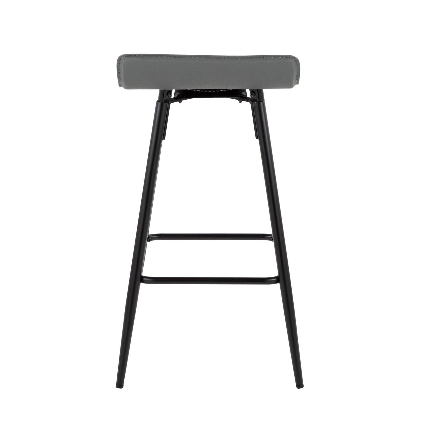Ale 26" Contemporary Fixed Height Counter Stool in Black Steel and Grey Faux Leather By LumiSource - Set of 2 | Counter Stools | Modishstore - 8