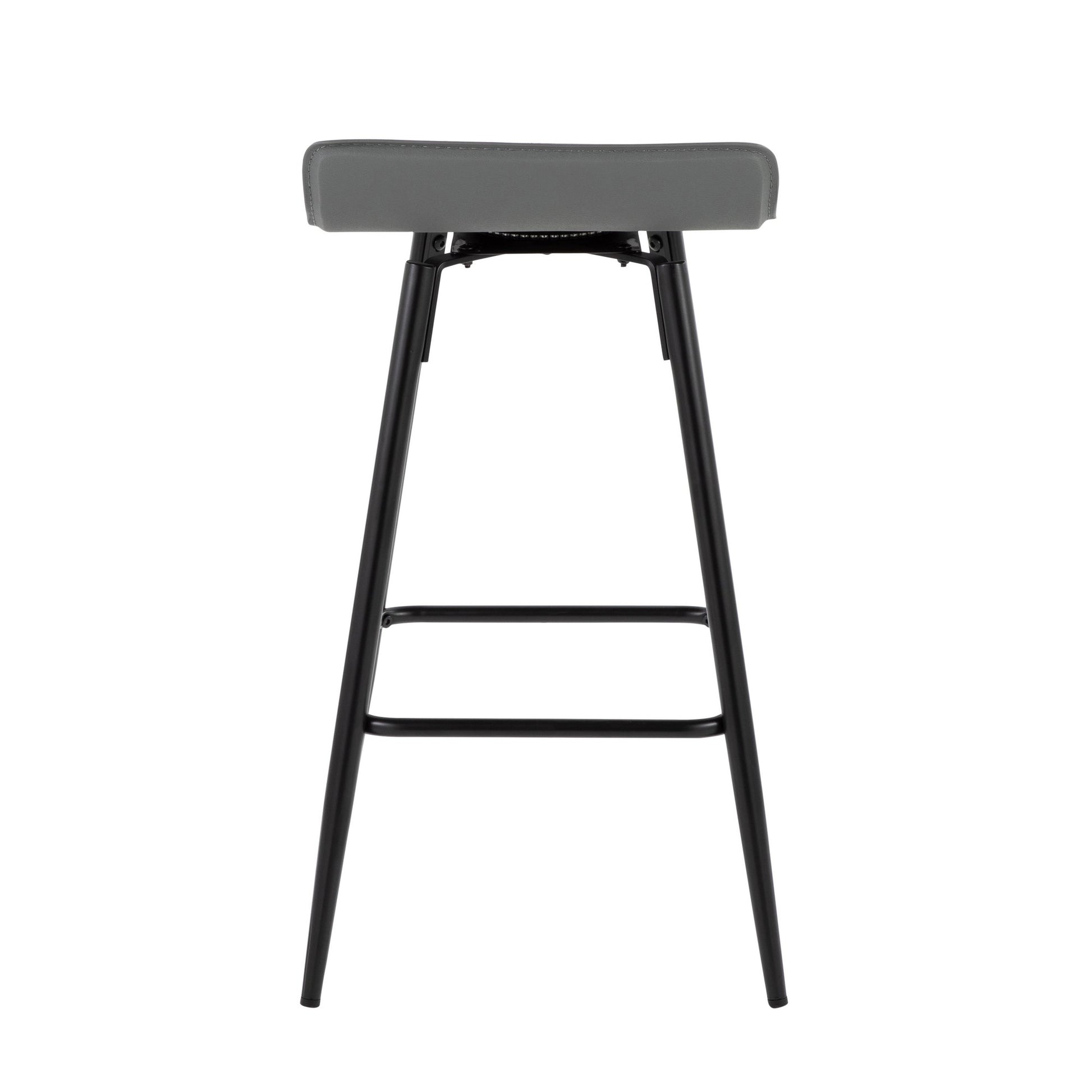 Ale 26" Contemporary Fixed Height Counter Stool in Black Steel and Grey Faux Leather By LumiSource - Set of 2 | Counter Stools | Modishstore - 8