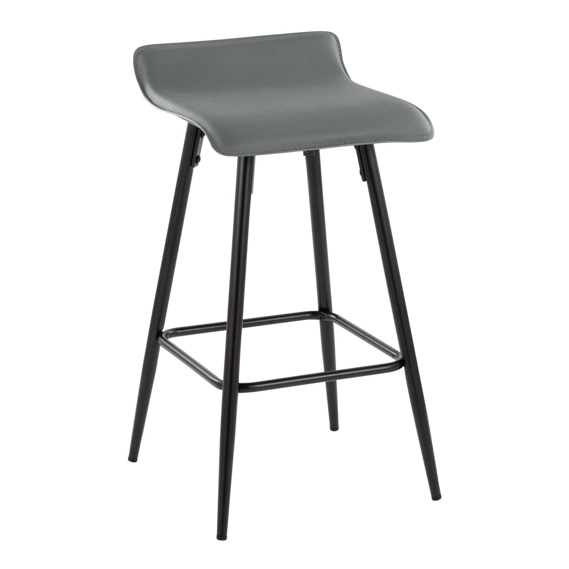Ale 26" Contemporary Fixed Height Counter Stool in Black Steel and Grey Faux Leather By LumiSource - Set of 2 | Counter Stools | Modishstore - 5
