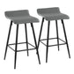 Ale 26" Contemporary Fixed Height Counter Stool in Black Steel and Grey Faux Leather By LumiSource - Set of 2 | Counter Stools | Modishstore