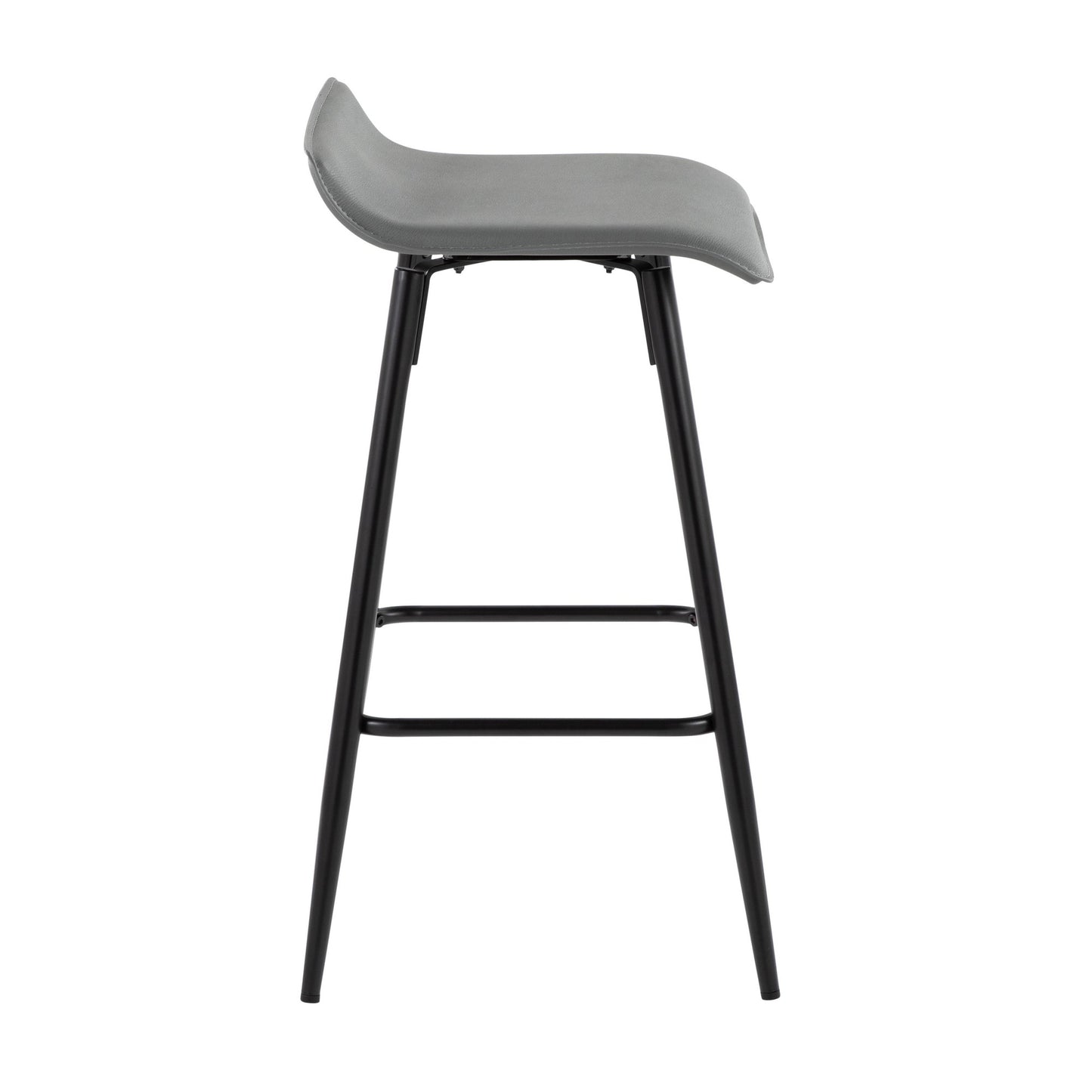 Ale 26" Contemporary Fixed Height Counter Stool in Black Steel and Grey Faux Leather By LumiSource - Set of 2 | Counter Stools | Modishstore - 6