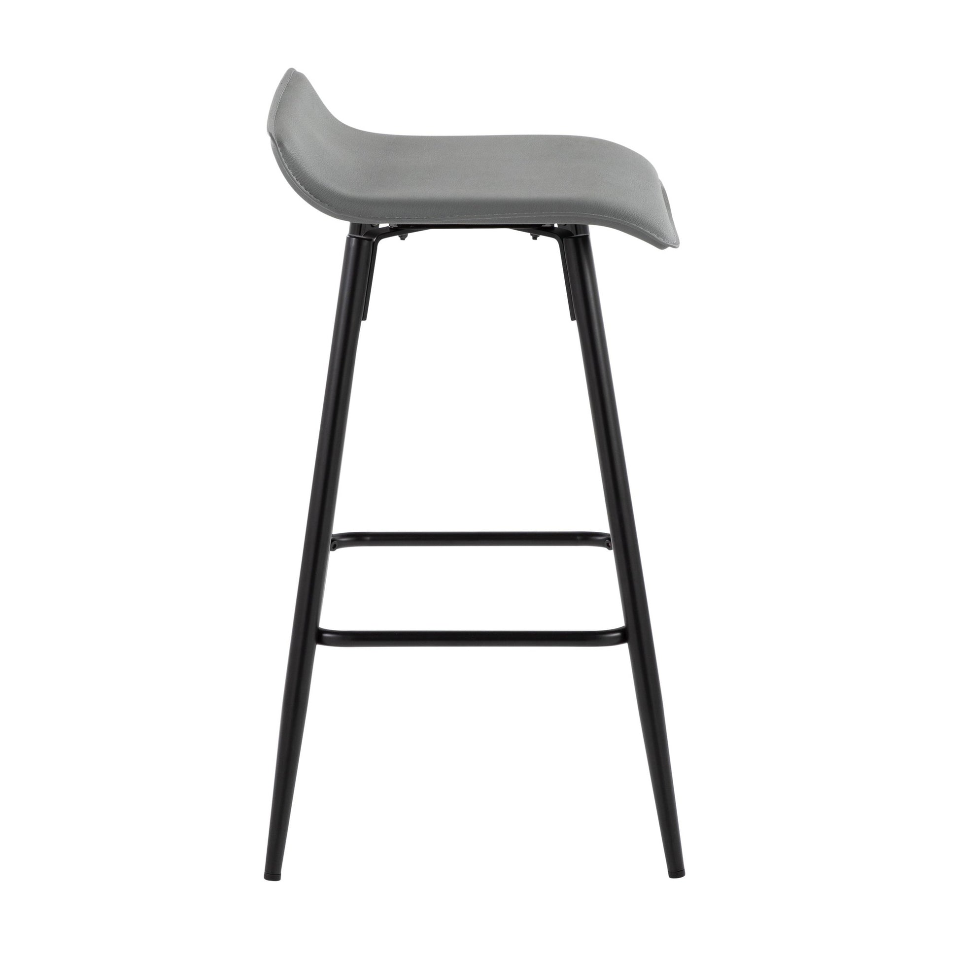Ale 26" Contemporary Fixed Height Counter Stool in Black Steel and Grey Faux Leather By LumiSource - Set of 2 | Counter Stools | Modishstore - 6
