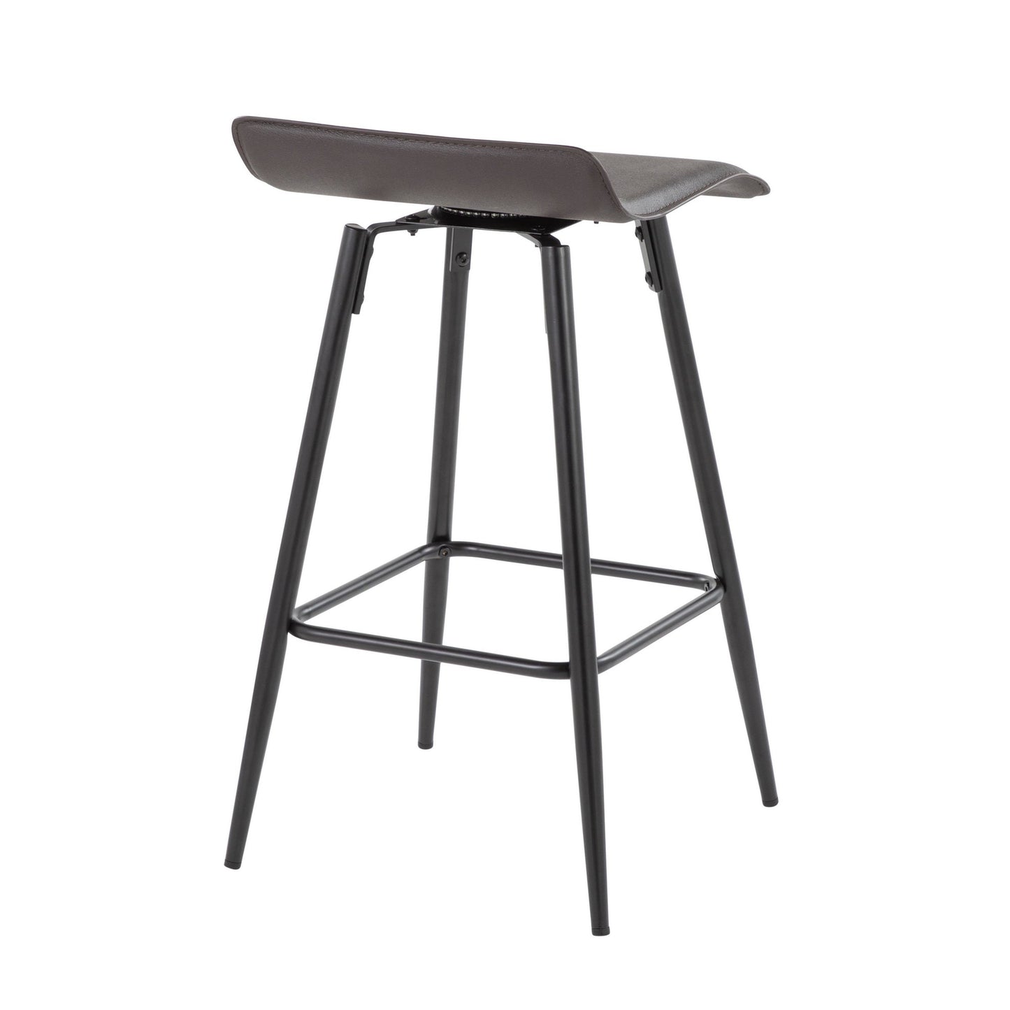 Ale 26" Contemporary Fixed Height Counter Stool in Black Steel and Grey Faux Leather By LumiSource - Set of 2 | Counter Stools | Modishstore - 15