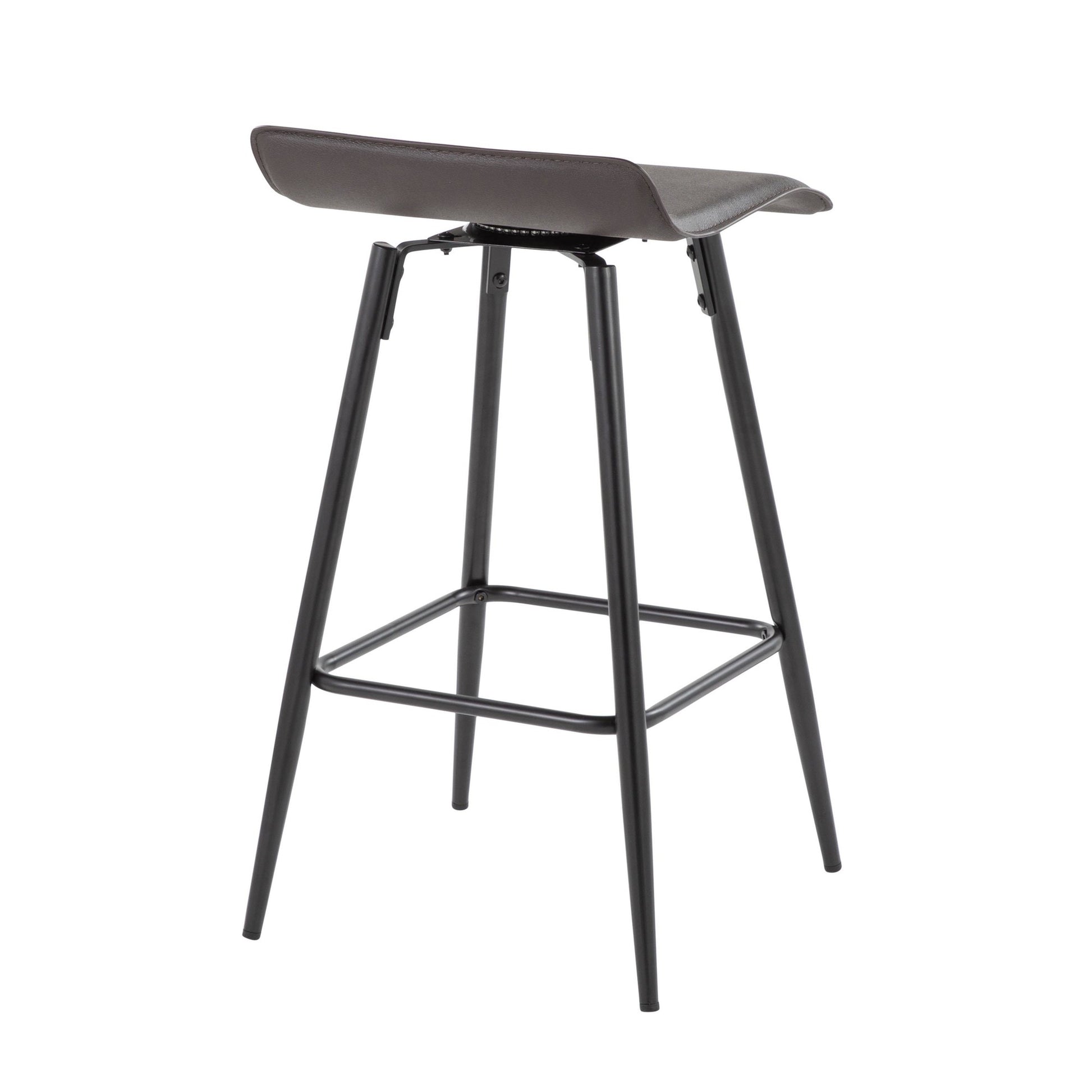 Ale 26" Contemporary Fixed Height Counter Stool in Black Steel and Grey Faux Leather By LumiSource - Set of 2 | Counter Stools | Modishstore - 15