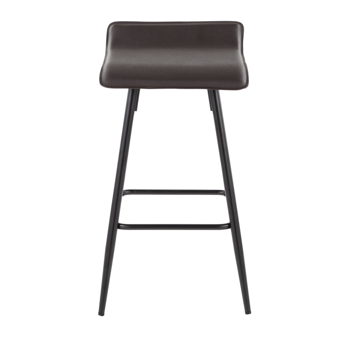 Ale 26" Contemporary Fixed Height Counter Stool in Black Steel and Grey Faux Leather By LumiSource - Set of 2 | Counter Stools | Modishstore - 10