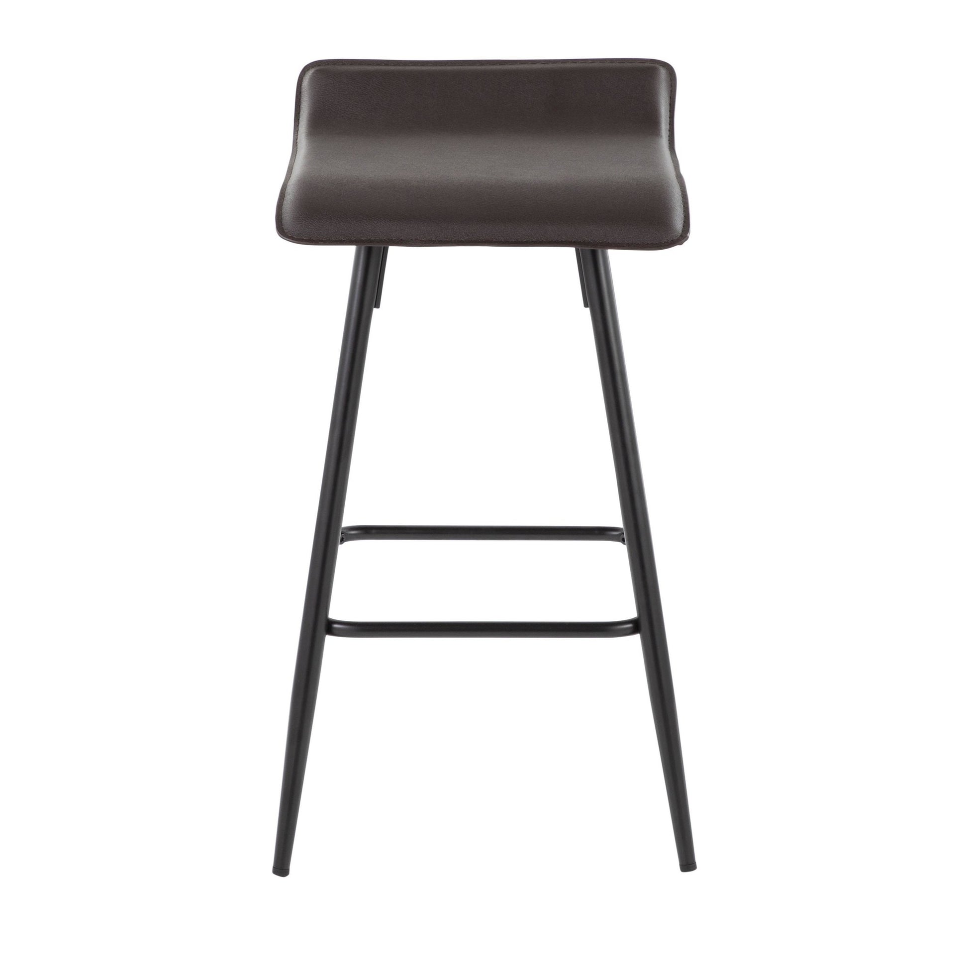 Ale 26" Contemporary Fixed Height Counter Stool in Black Steel and Grey Faux Leather By LumiSource - Set of 2 | Counter Stools | Modishstore - 10