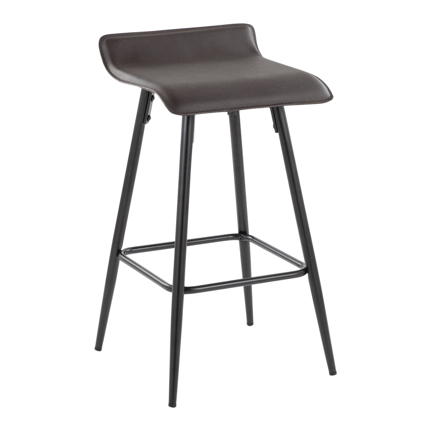 Ale 26" Contemporary Fixed Height Counter Stool in Black Steel and Grey Faux Leather By LumiSource - Set of 2 | Counter Stools | Modishstore - 13