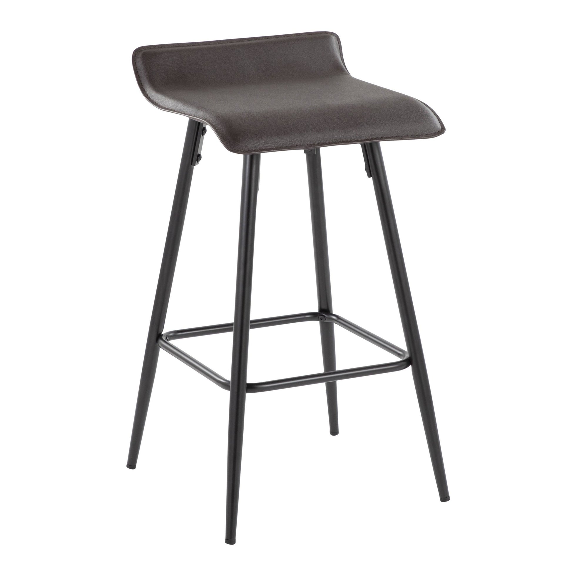 Ale 26" Contemporary Fixed Height Counter Stool in Black Steel and Grey Faux Leather By LumiSource - Set of 2 | Counter Stools | Modishstore - 13
