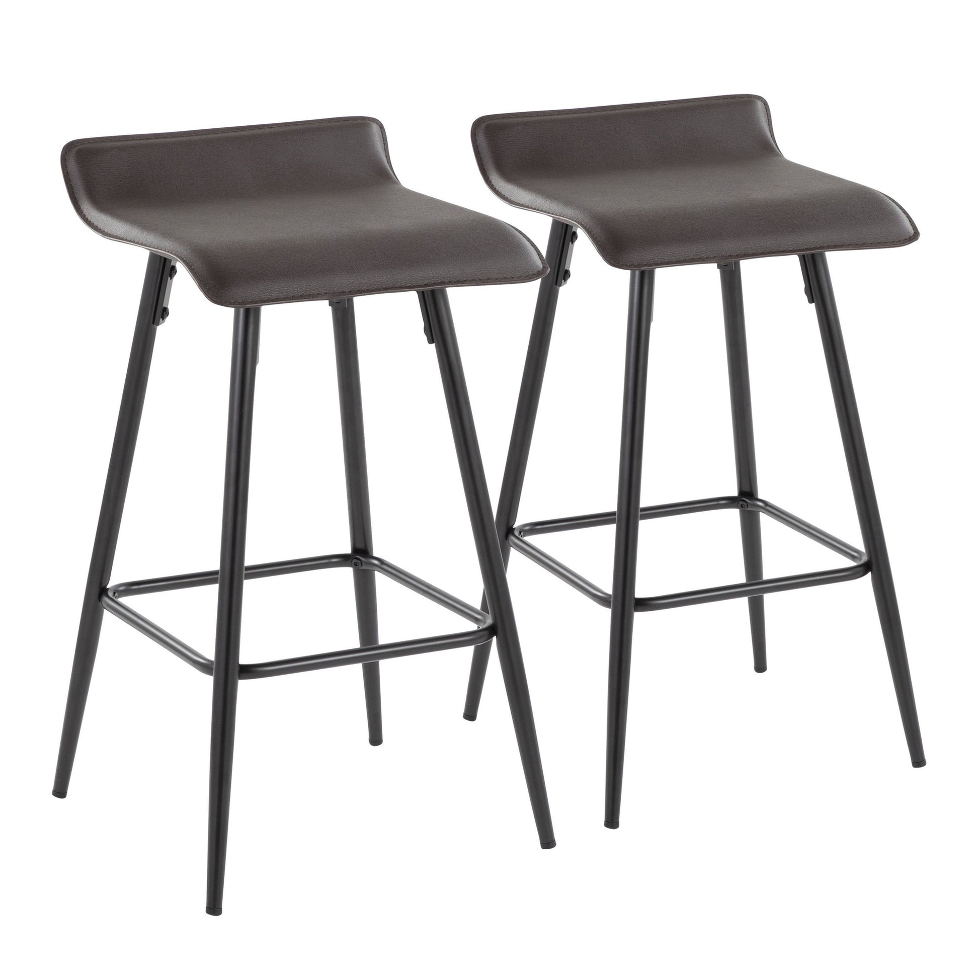Ale 26" Contemporary Fixed Height Counter Stool in Black Steel and Grey Faux Leather By LumiSource - Set of 2 | Counter Stools | Modishstore - 9
