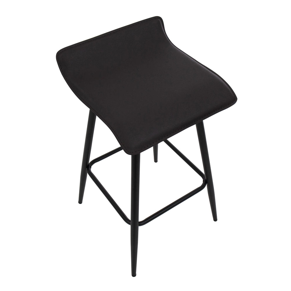Ale 26" Contemporary Fixed Height Counter Stool in Black Steel and Grey Faux Leather By LumiSource - Set of 2 | Counter Stools | Modishstore - 11